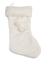 Premier Ivory  Faux Fur Stocking With Pom Poms 50cm