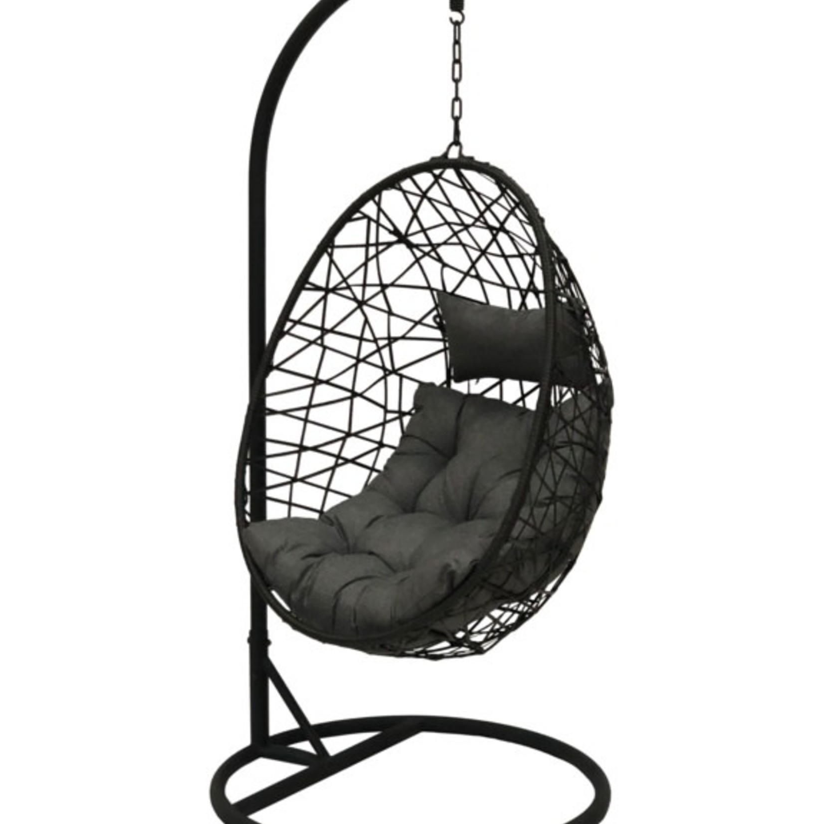 SupaGarden Black Rattan Hanging Egg Chair