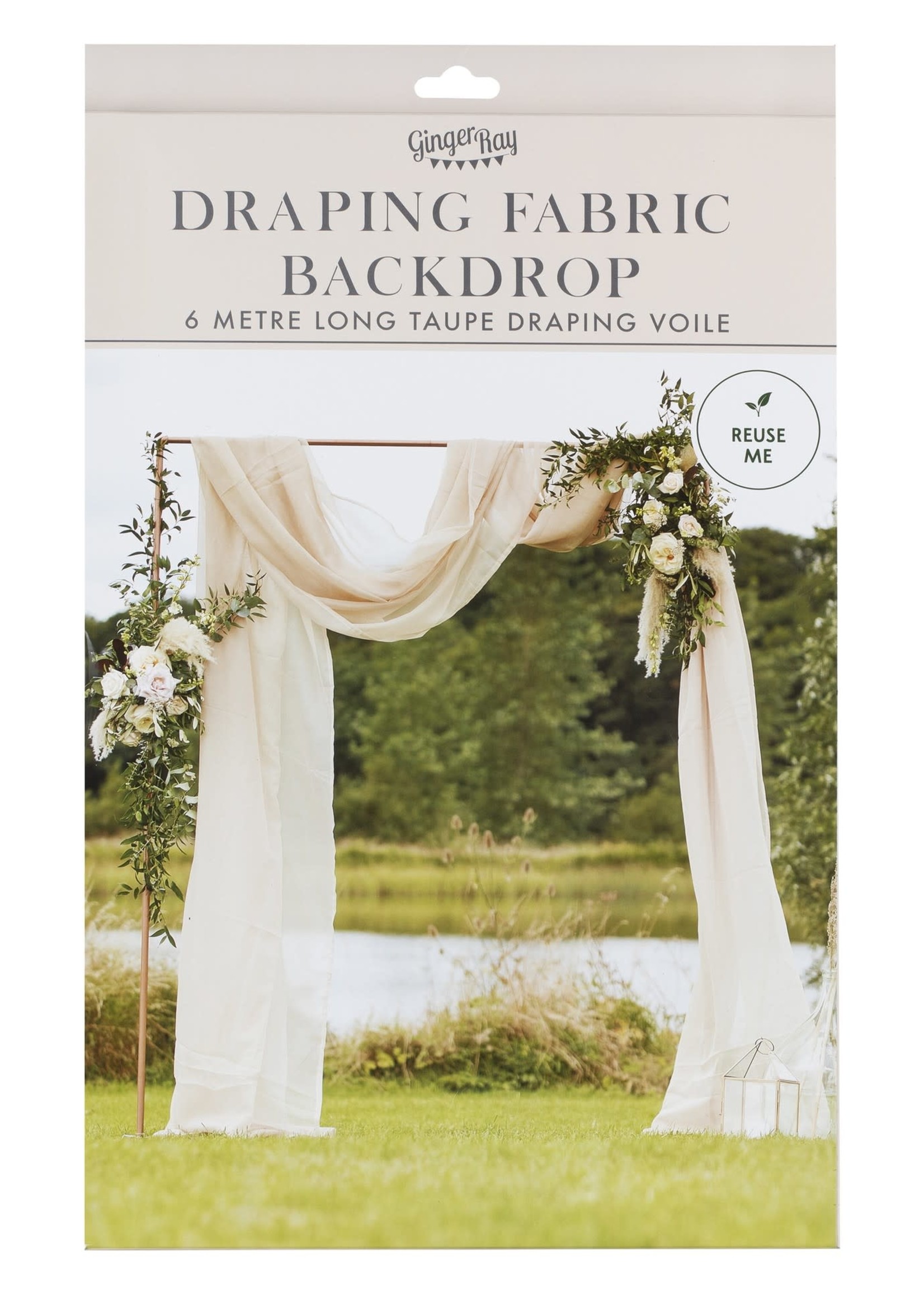 Ginger Ray Taupe Draping Fabric Wedding Backdrop 2.5 x 6M