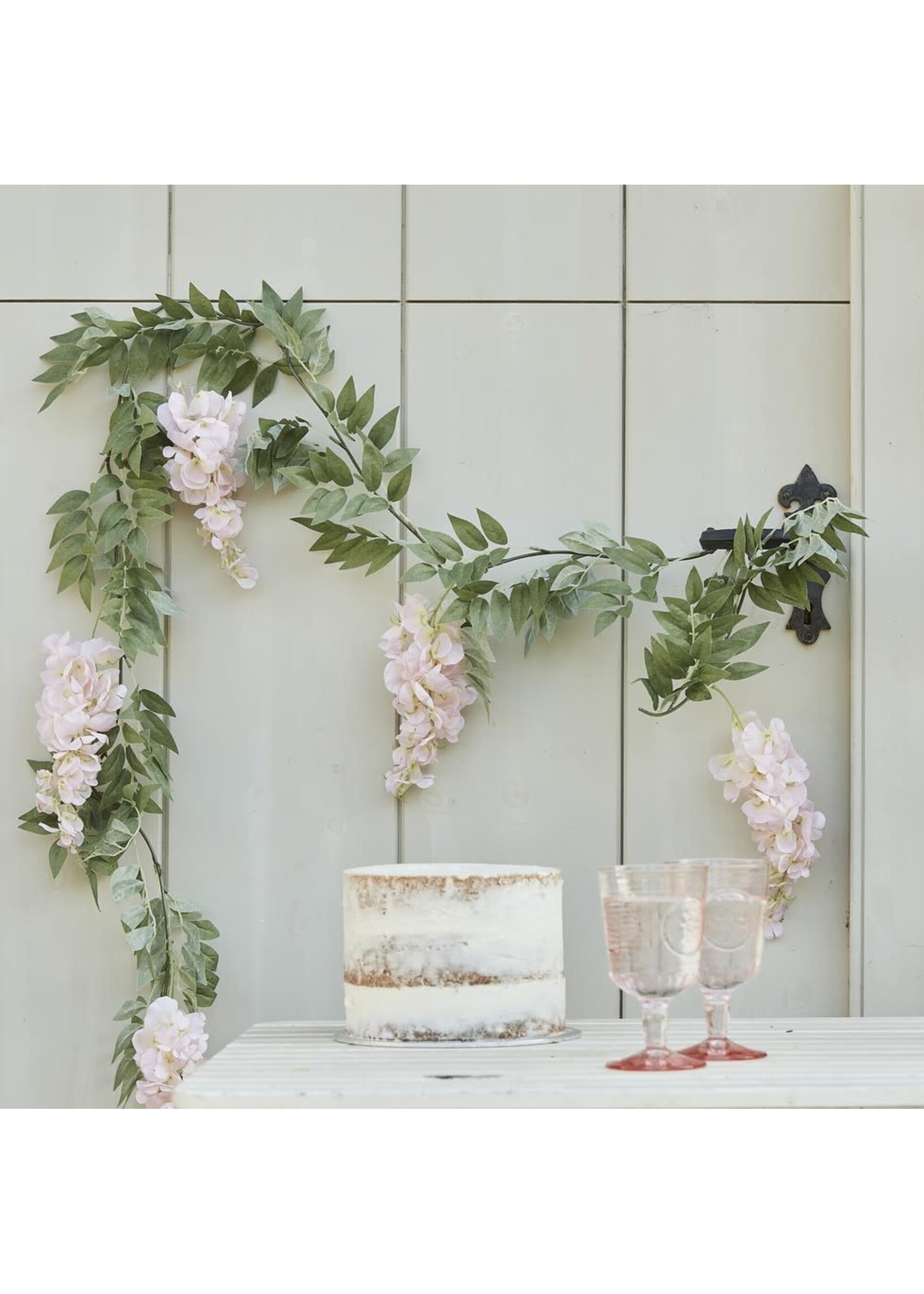 Ginger Ray Blush Pink and Green Wisteria Foliage Garland 1.8M