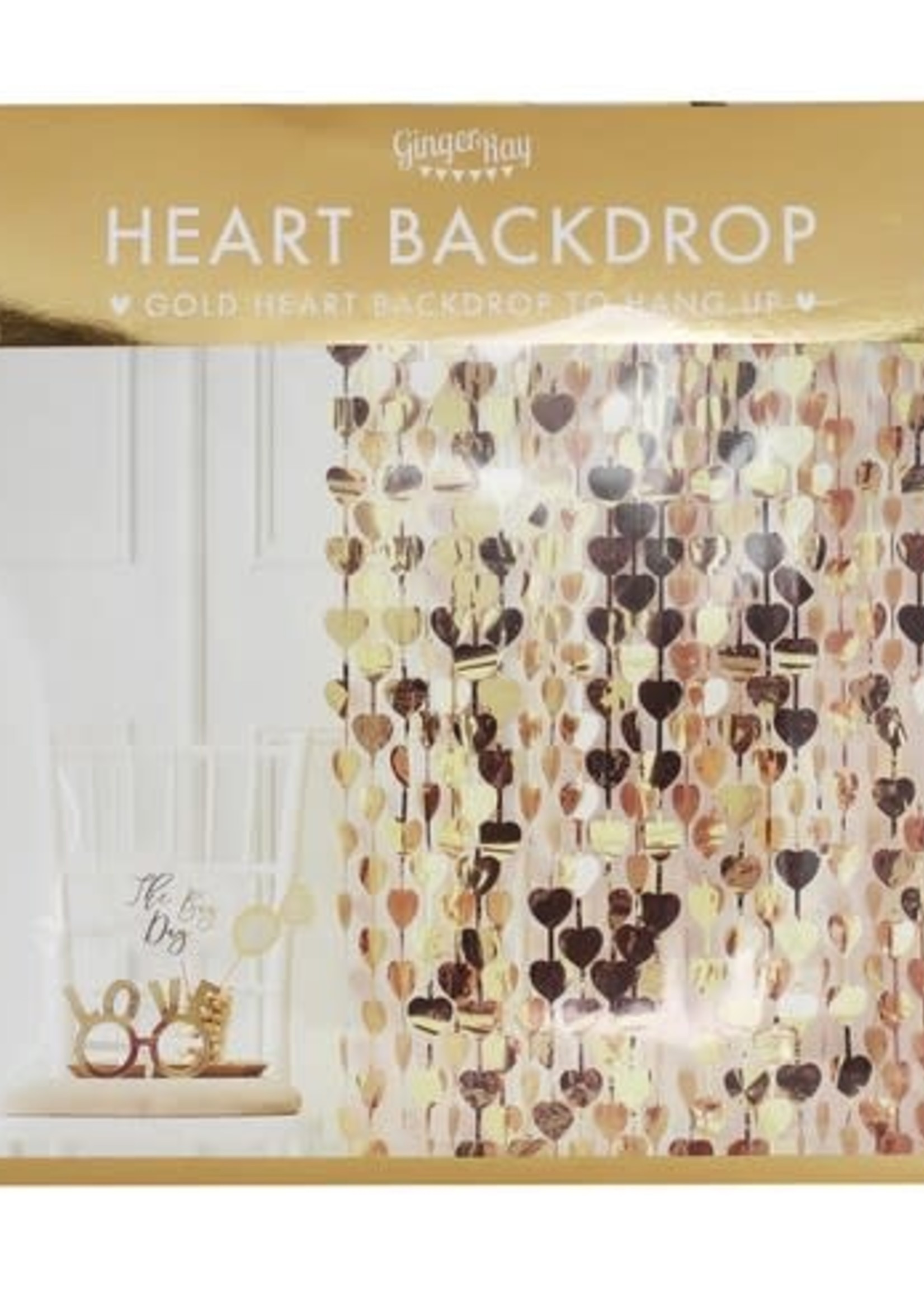 Ginger Ray Gold Heart Hanging Backdrop