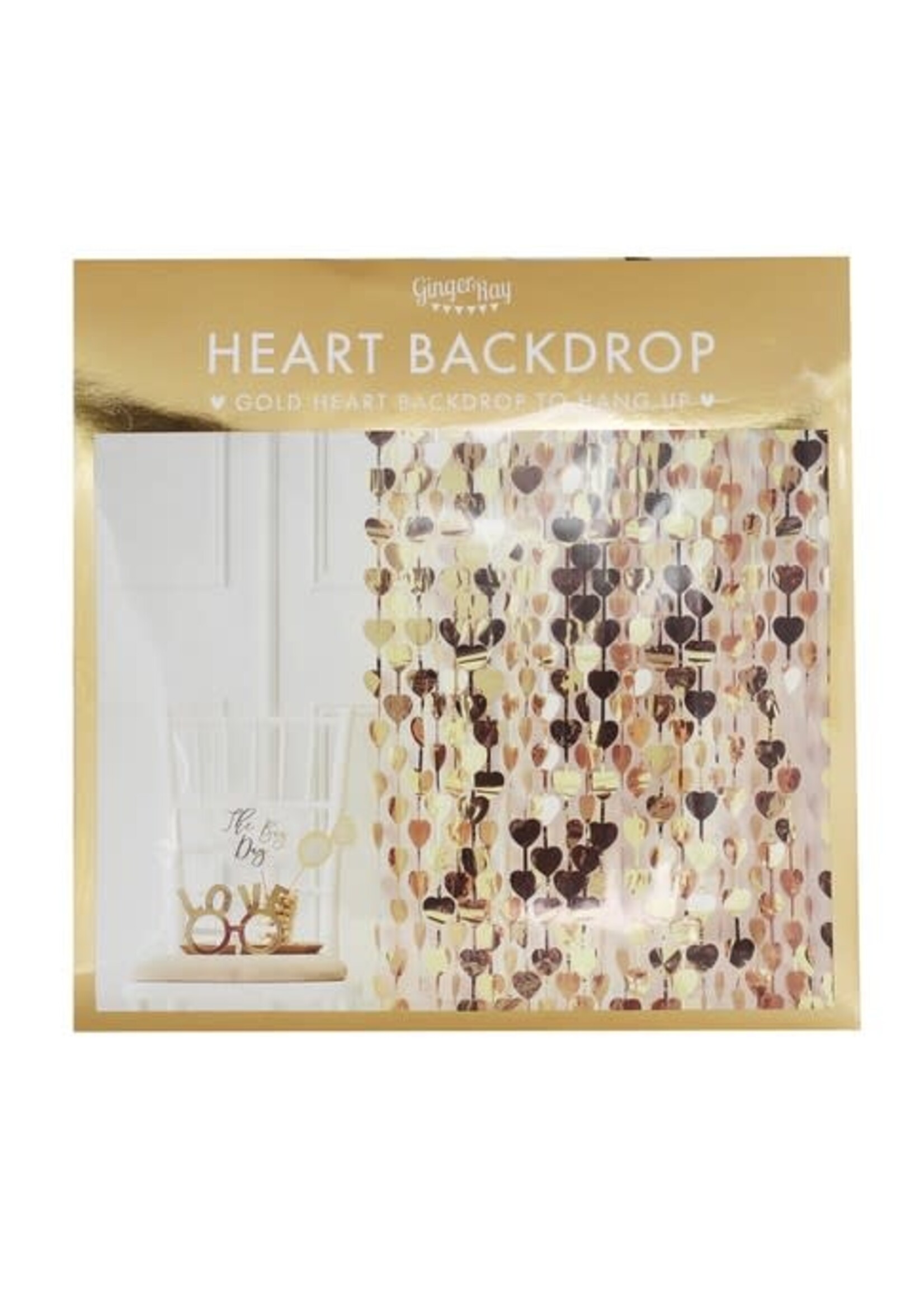 Ginger Ray Gold Heart Hanging Backdrop