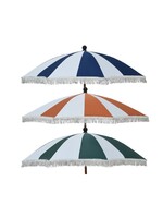 Decoris Stripe Parasol With Tassels Outdoor 3 colour assorted (cost is each) dia 160cm x 190cm High