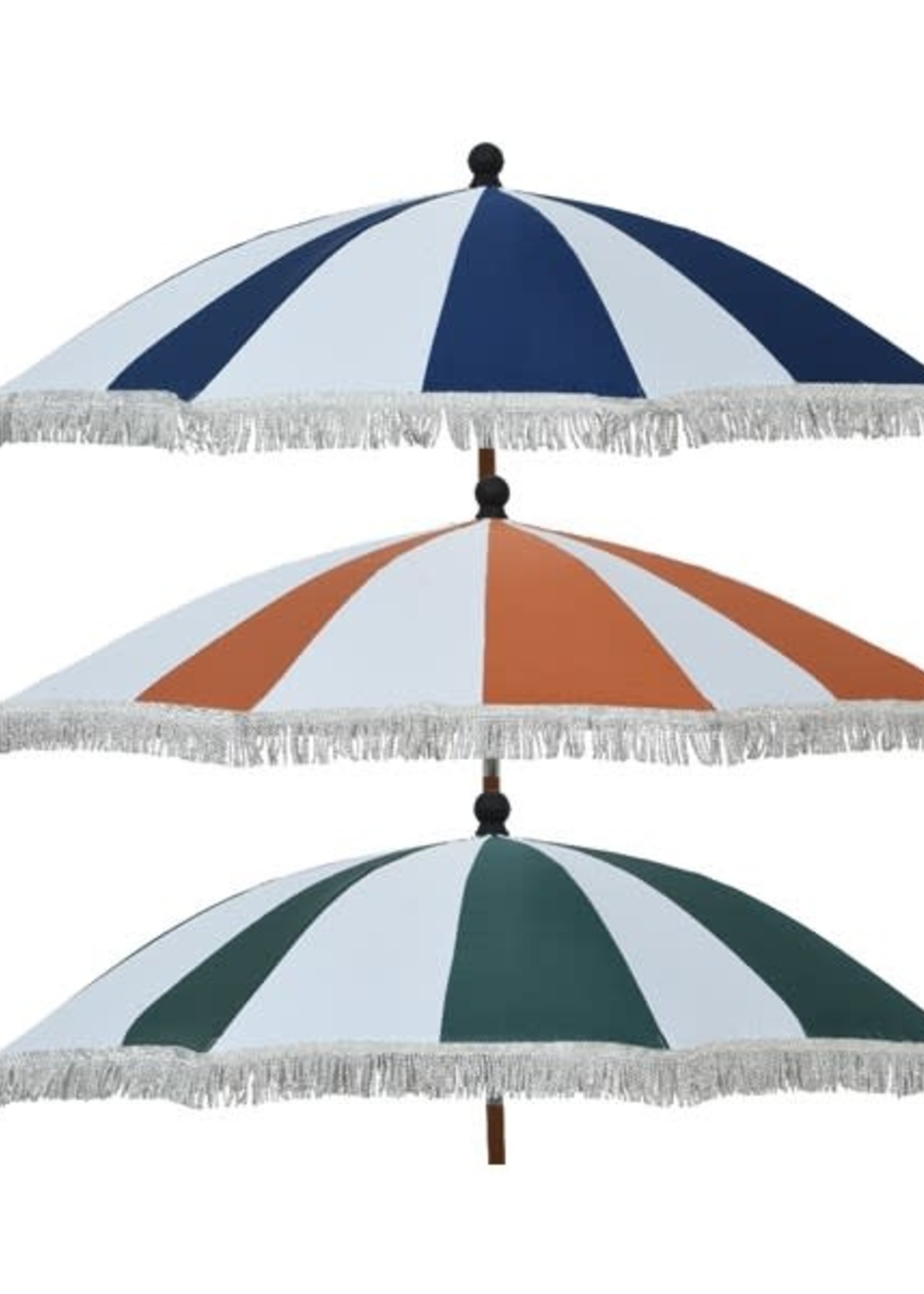 Decoris Stripe Parasol With Tassels Outdoor 3 colour assorted (cost is each) dia160x200cm