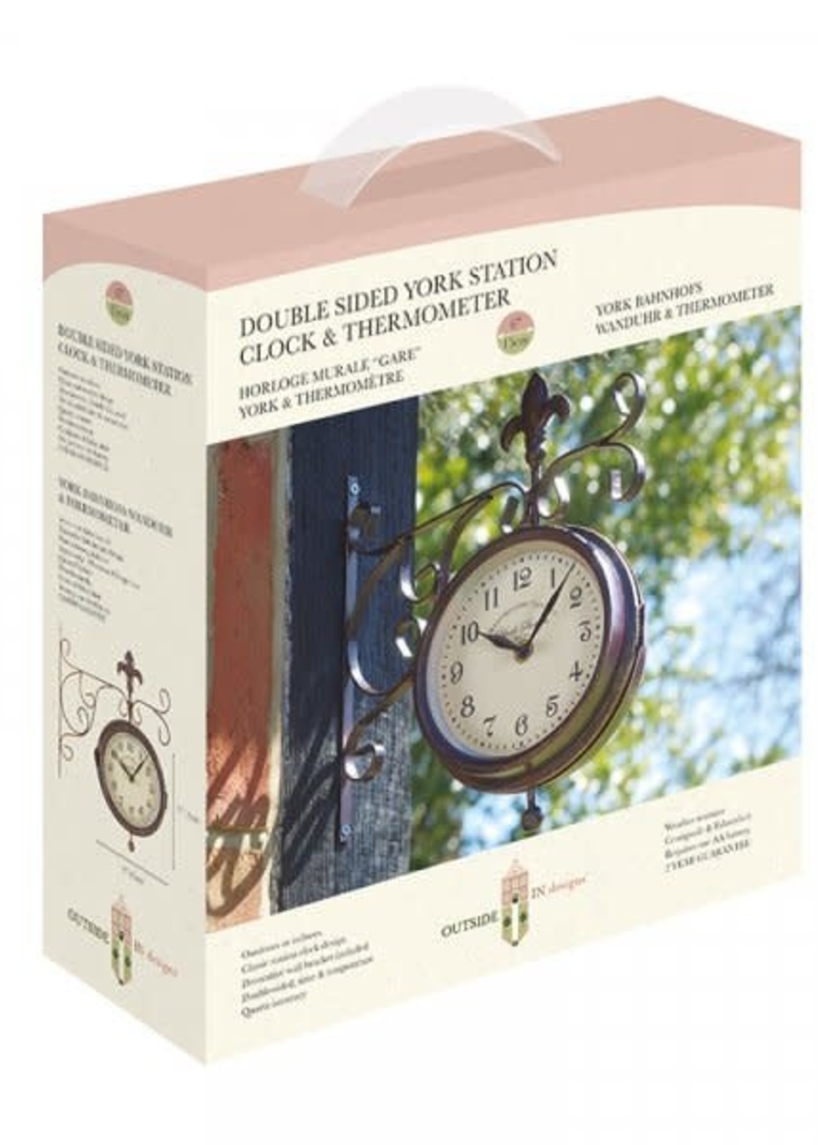 Smart Garden York Station Wall Clock & Thermometer 5.5in