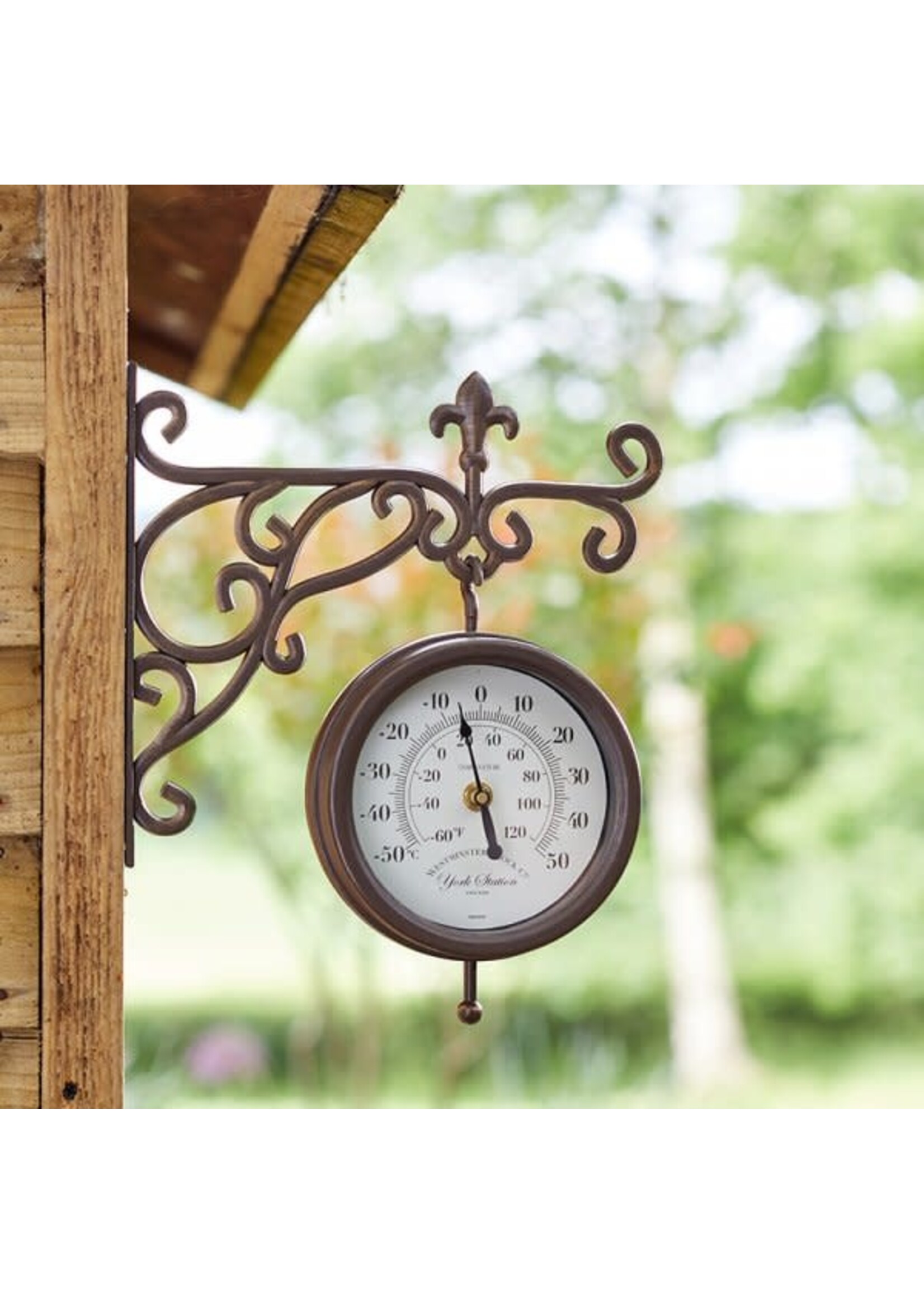 Smart Garden York Station Wall Clock & Thermometer 5.5in