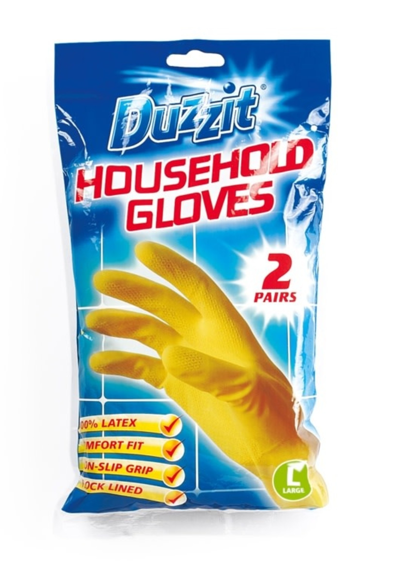 Duzzit Rubber Gloves Large (2 Pack)