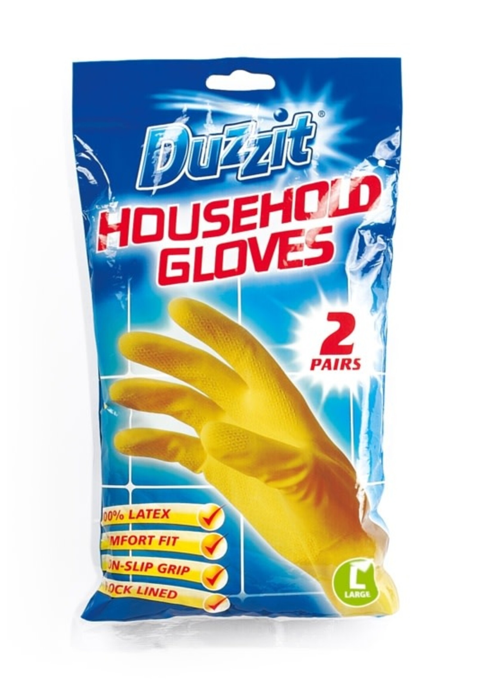 Duzzit Rubber Gloves Large (2 Pack)