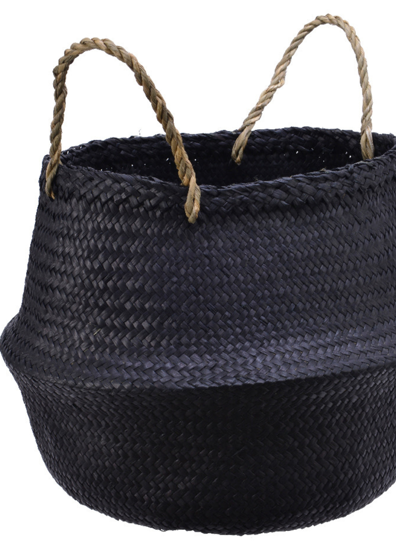 Kaemingk Black Basket With Handles Large dia35x44cm