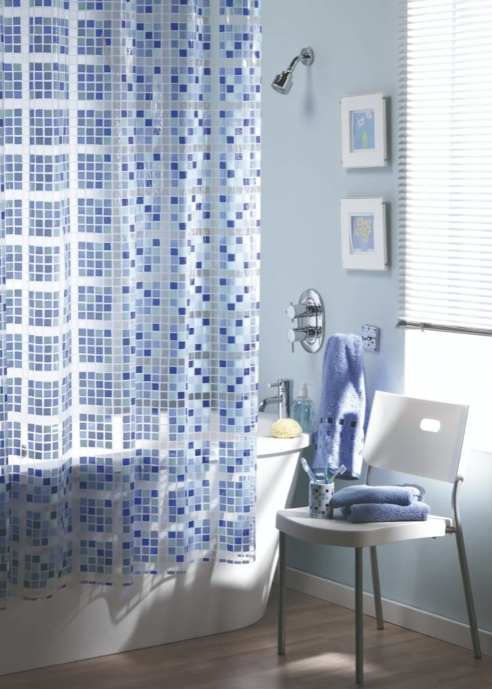 Blue Canyon Blue Canyon Peva Shower Curtain - Mosaic Blue