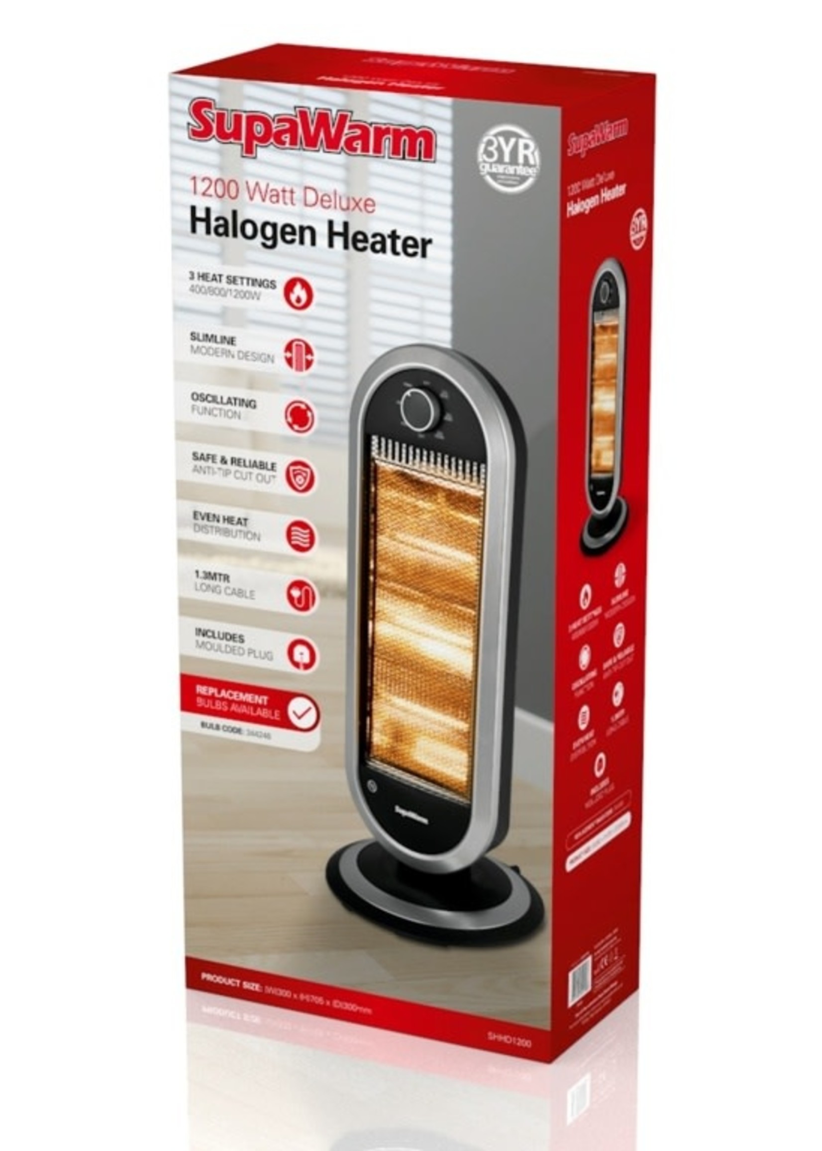 SupaWarm SupaWarm Deluxe Halogen Heater 1200w