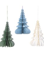 Decoris Green, Blue, Cream - Tree Paper Honeycomb Hanging Decoration 15cm (Price is for one)