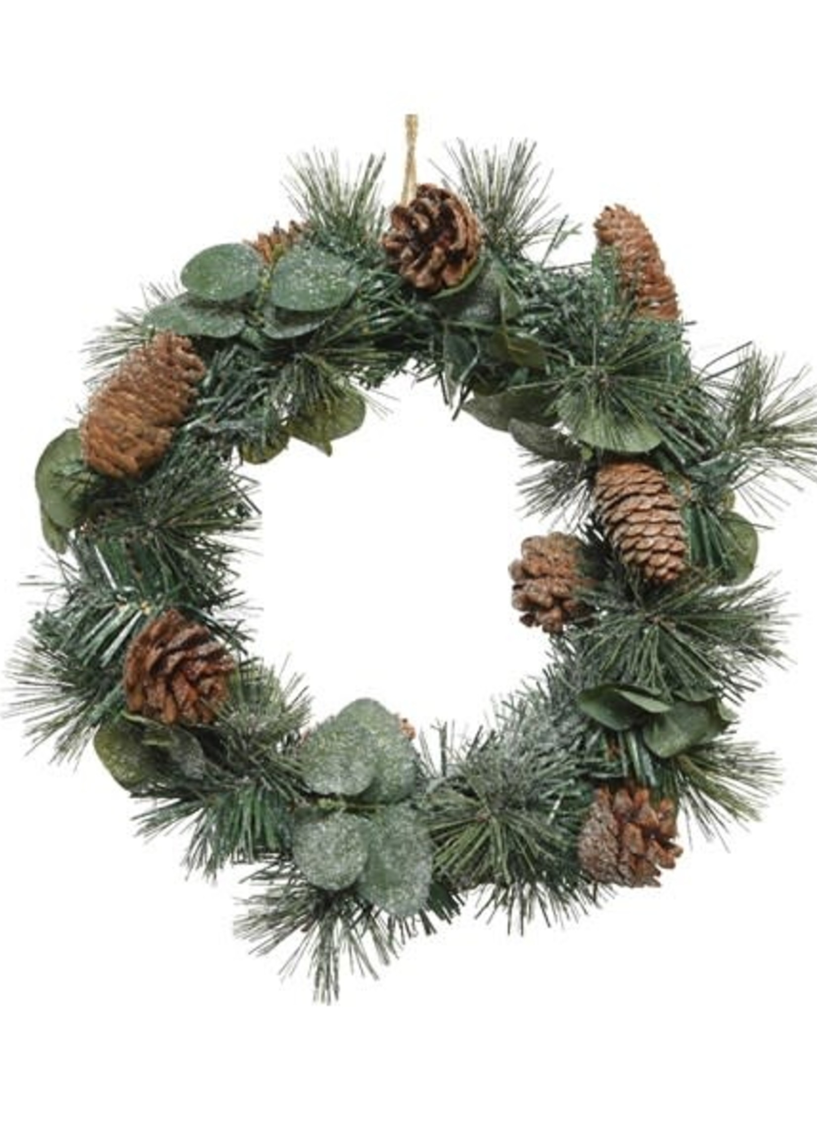 Everlands Mixed Foliage Wreath With Pinecones 30cm