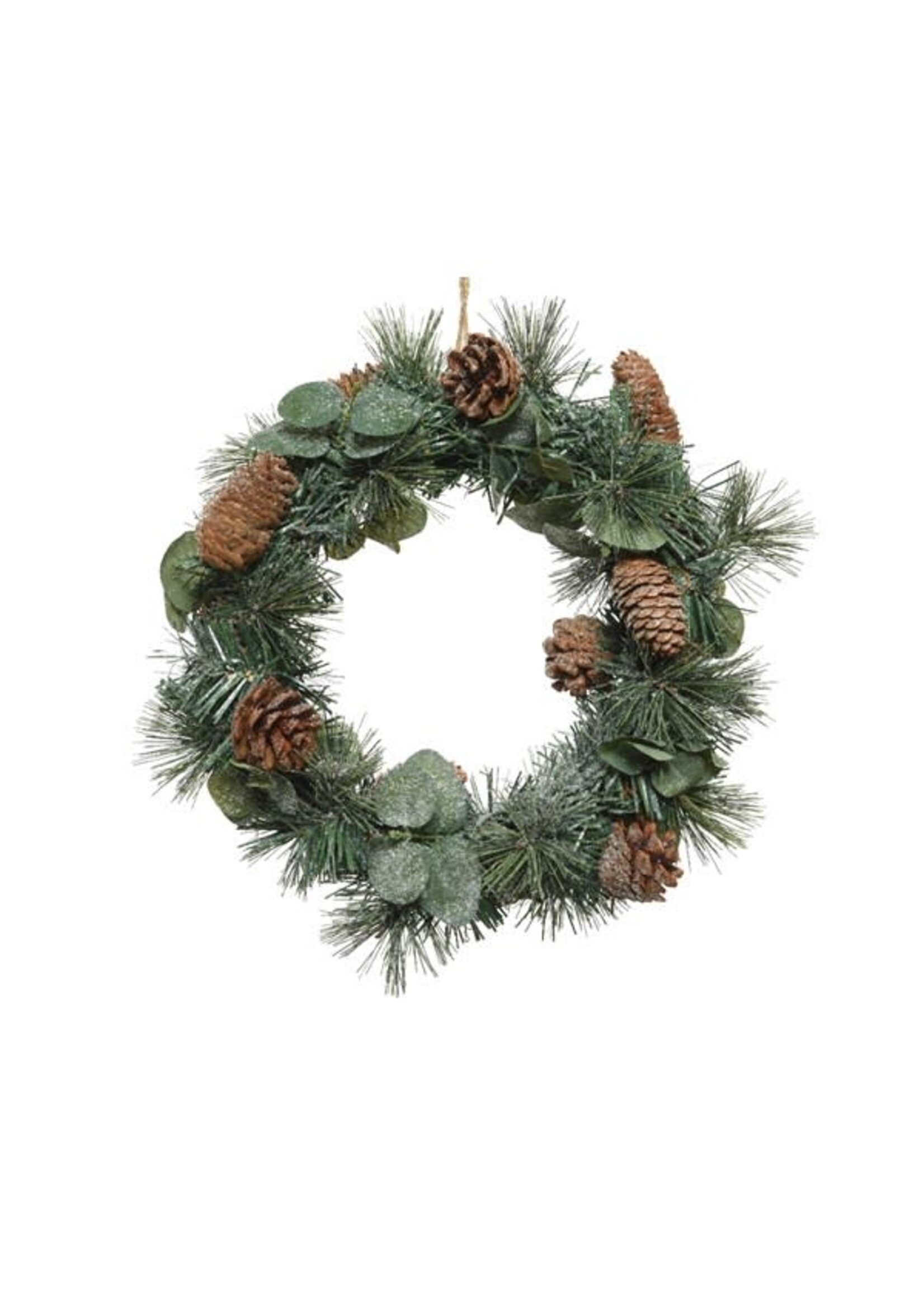 Everlands Mixed Foliage Wreath With Pinecones 30cm