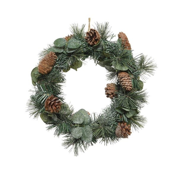 Everlands Mixed Foliage Wreath With Pinecones 30cm Clock’s Home and