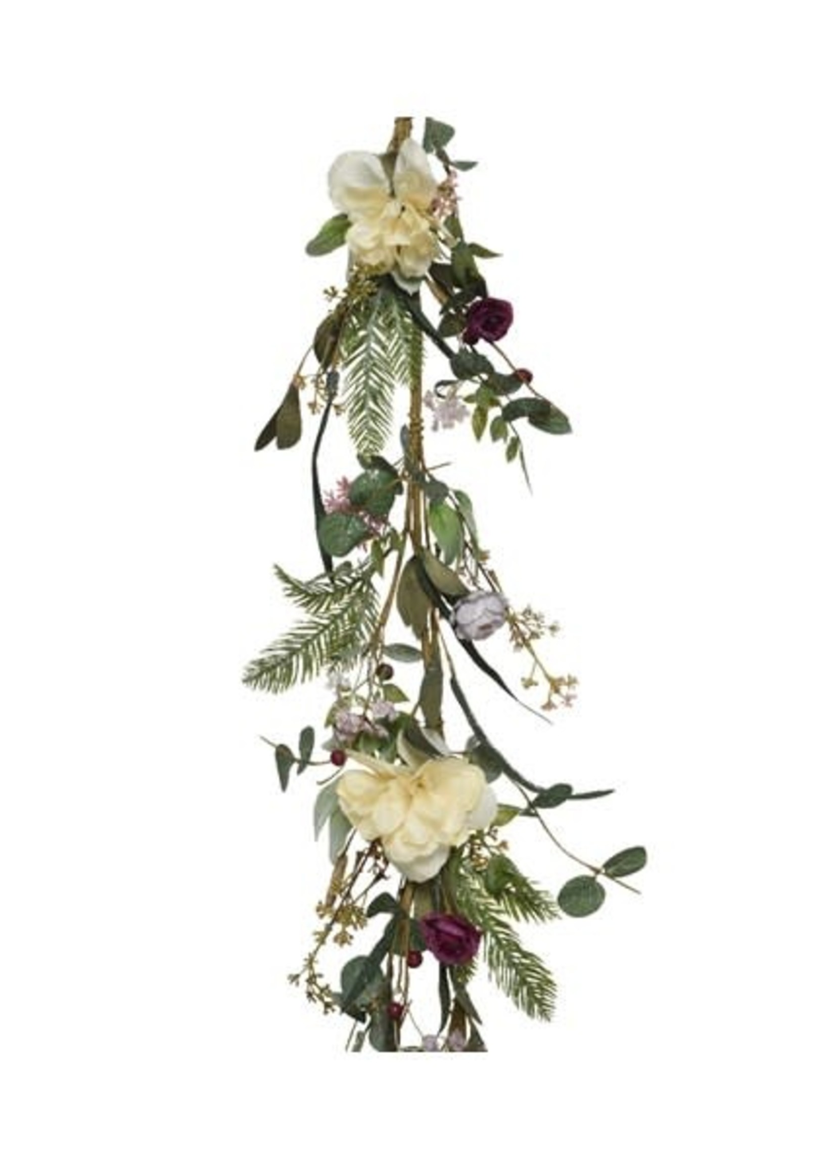 Everlands Cream  and Pinks Mixed Foliage Garland 150cm