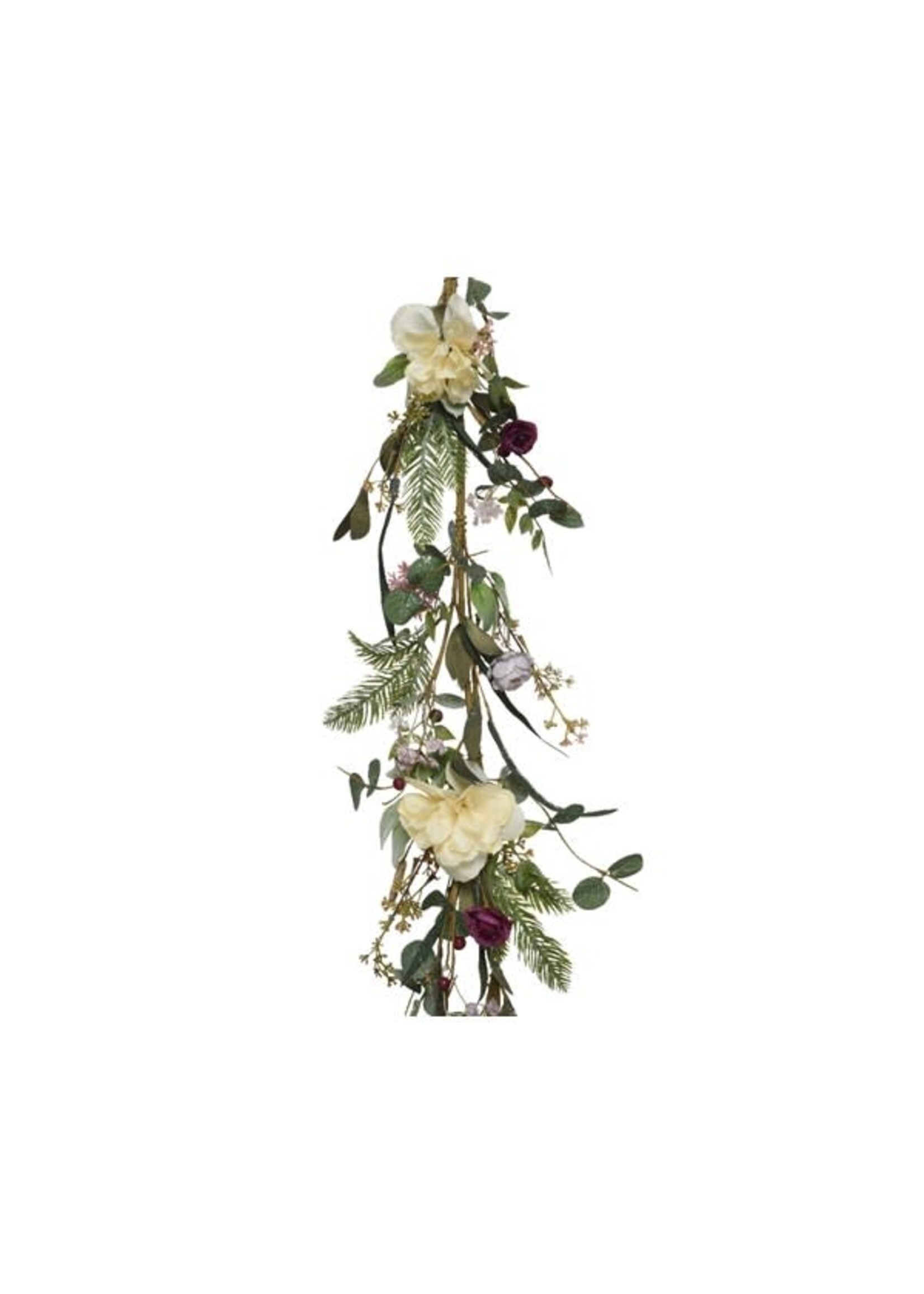 Everlands Cream  and Pinks Mixed Foliage Garland 150cm