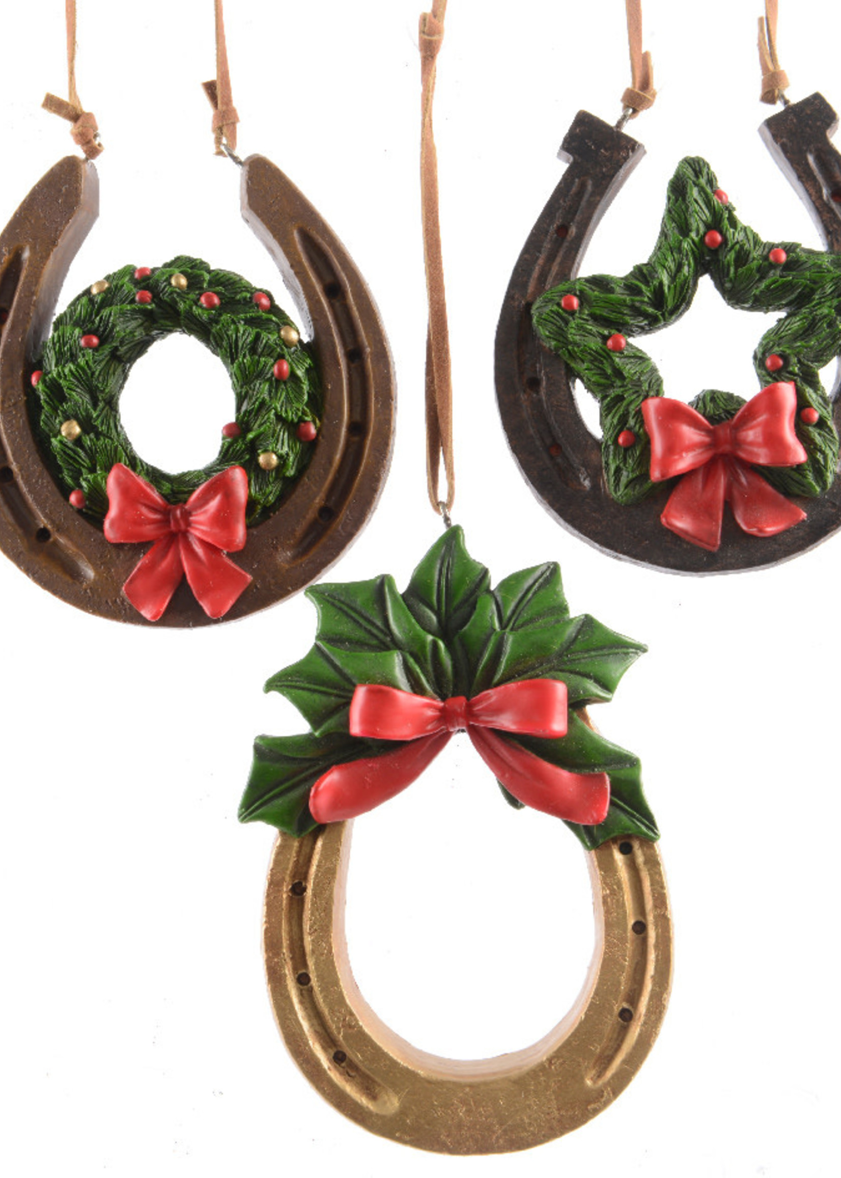 Decoris Poly Horse Shoe with hanger  3 assorted designs  - price each