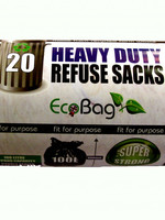 Ecobag Ecobag Heavy Duty Refuse Sacks Black 20pk 100L