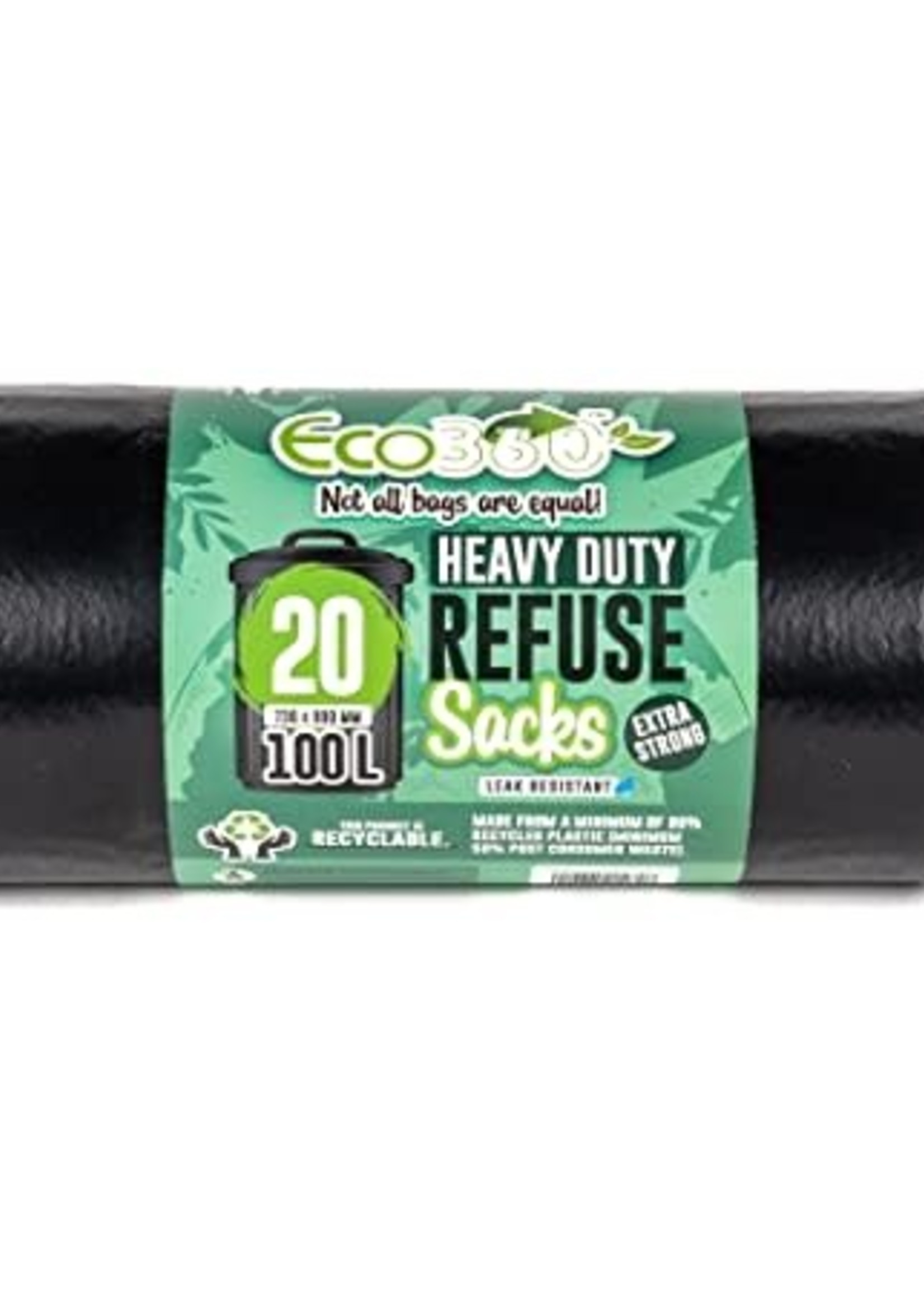 Ecobag Ecobag Heavy Duty Refuse Sacks Black 20pk 100L