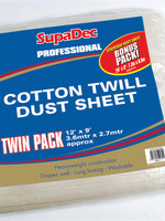 SupaDec Pro Cotton Twill Dust Sheets Twin Pack 12' x 9' (3.6m x 2.7m)