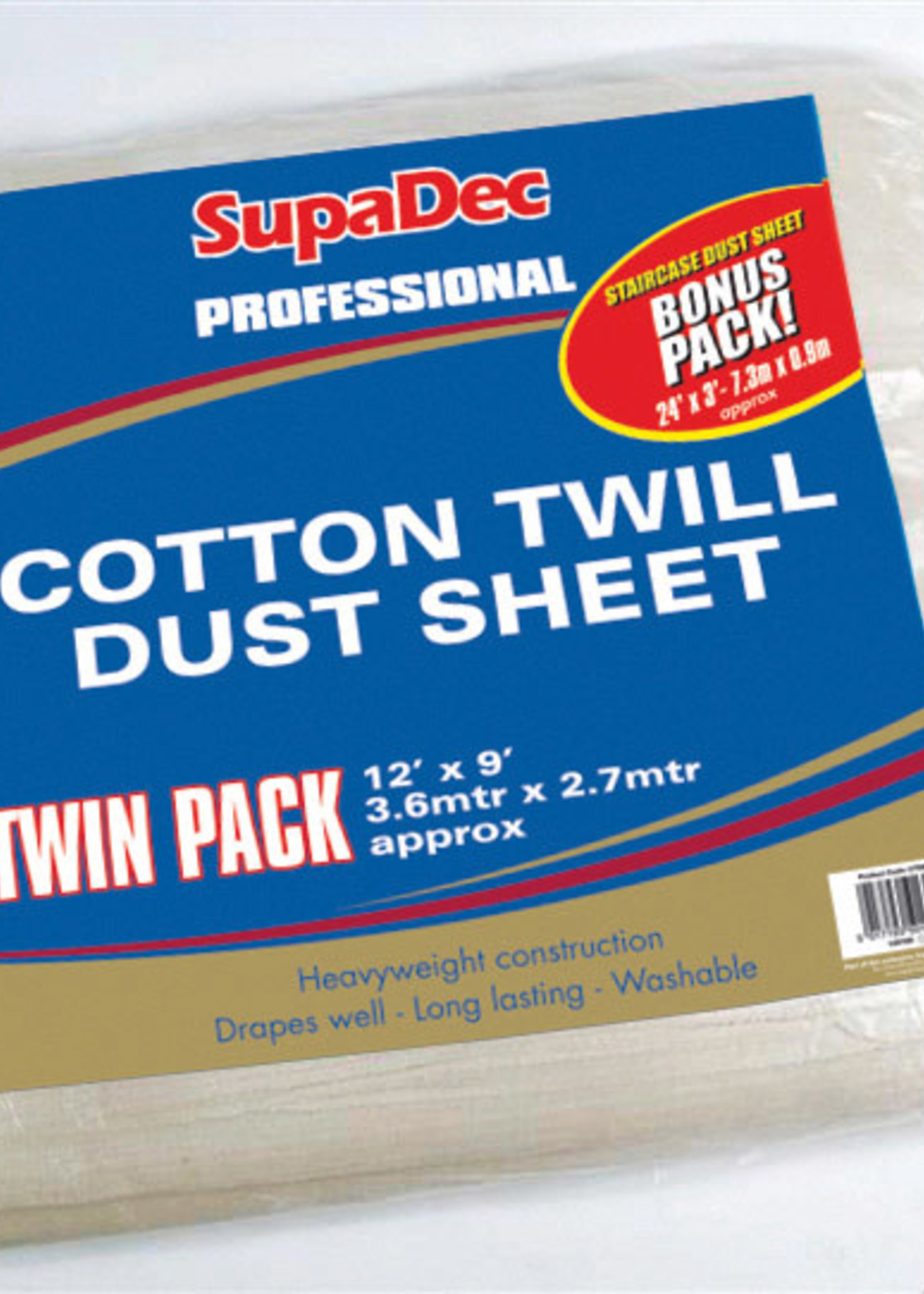 SupaDec Pro Cotton Twill Dust Sheets Twin Pack 12' x 9' (3.6m x 2.7m)