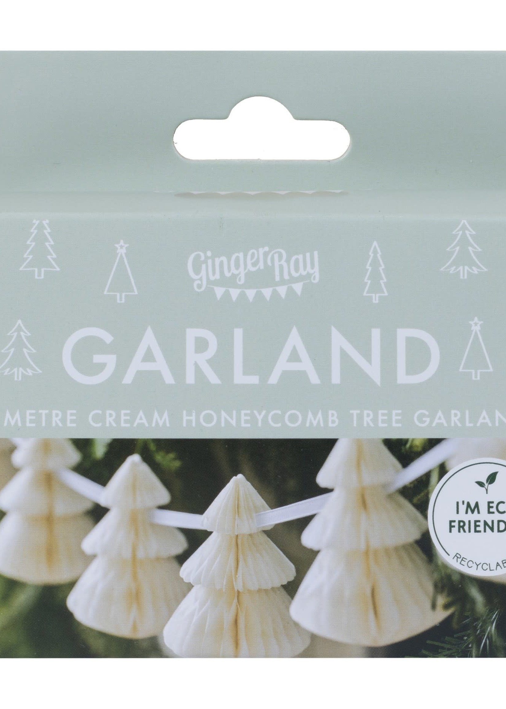 Ginger Ray Cream Honeycomb Christmas Decorations Bunting 2m