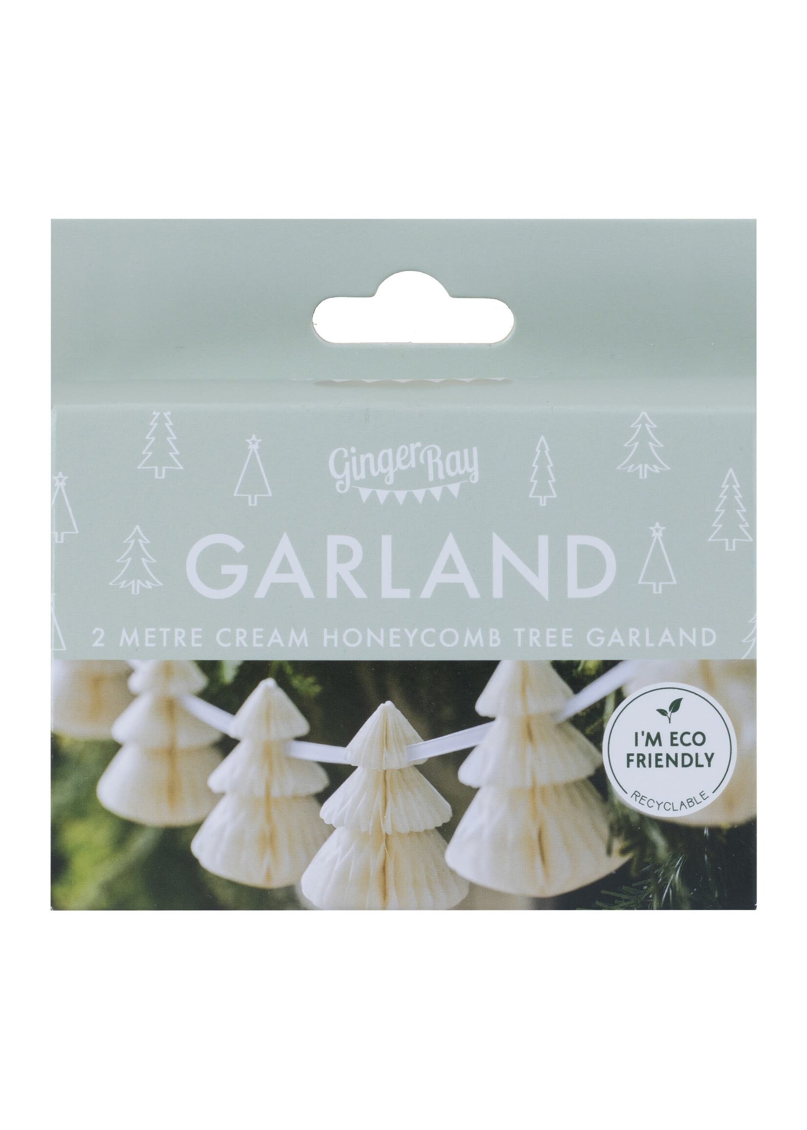 Ginger Ray Cream Honeycomb Christmas Decorations Bunting 2m