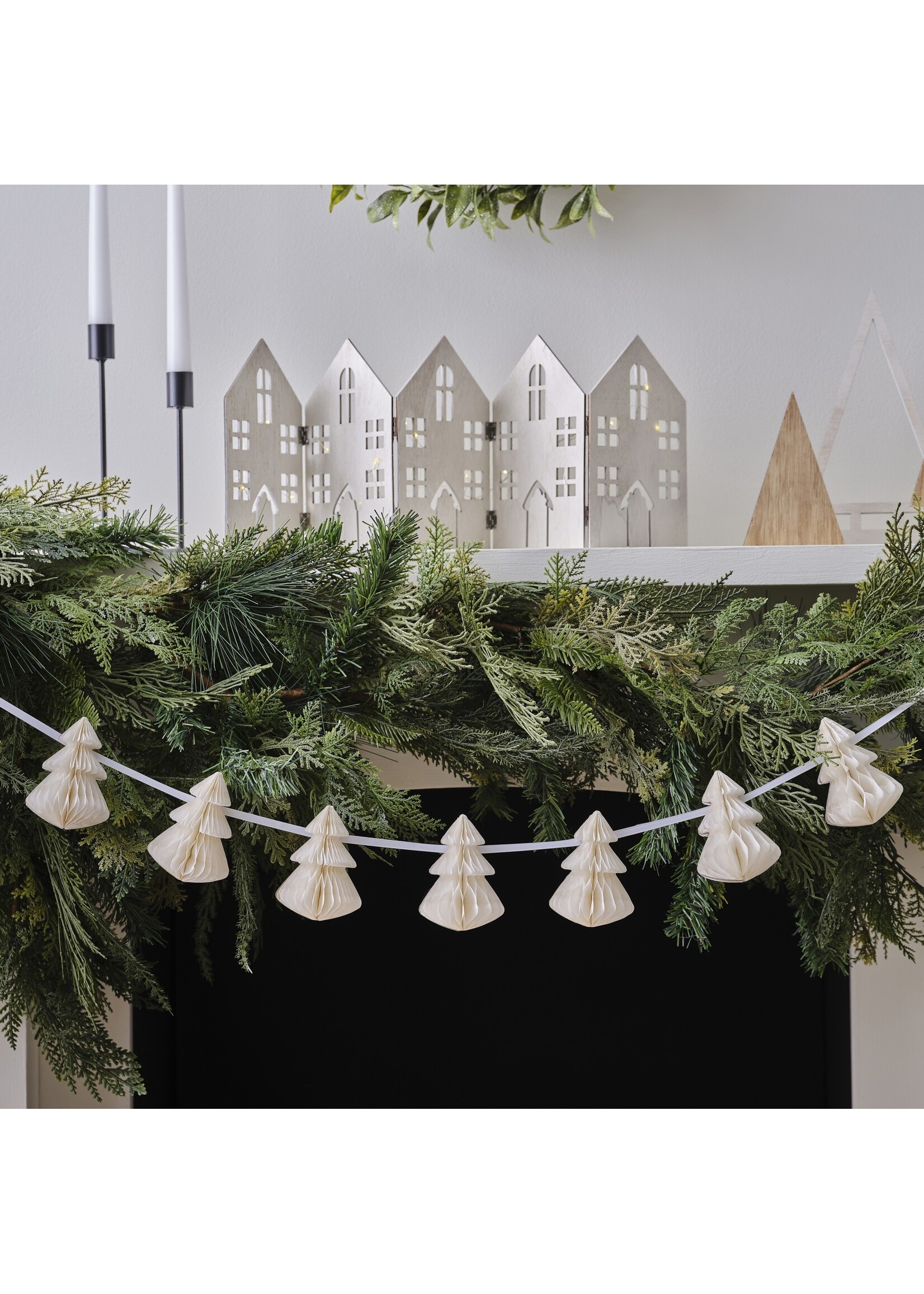 Ginger Ray Cream Honeycomb Christmas Decorations Bunting 2m