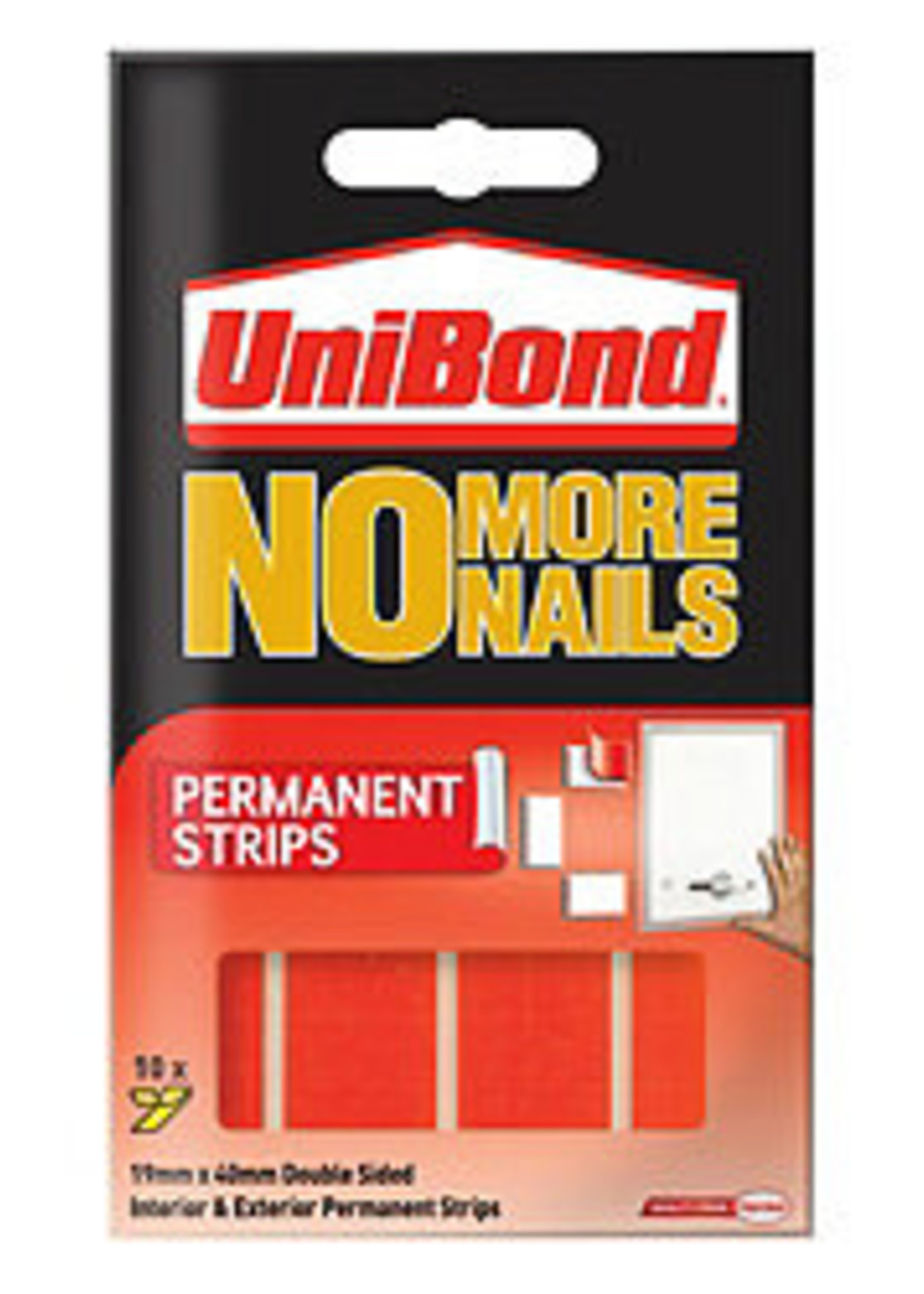 Unibond (henkel) UniBond No More Nails Permanent Strips 19mm x 5cm (10 Strips)