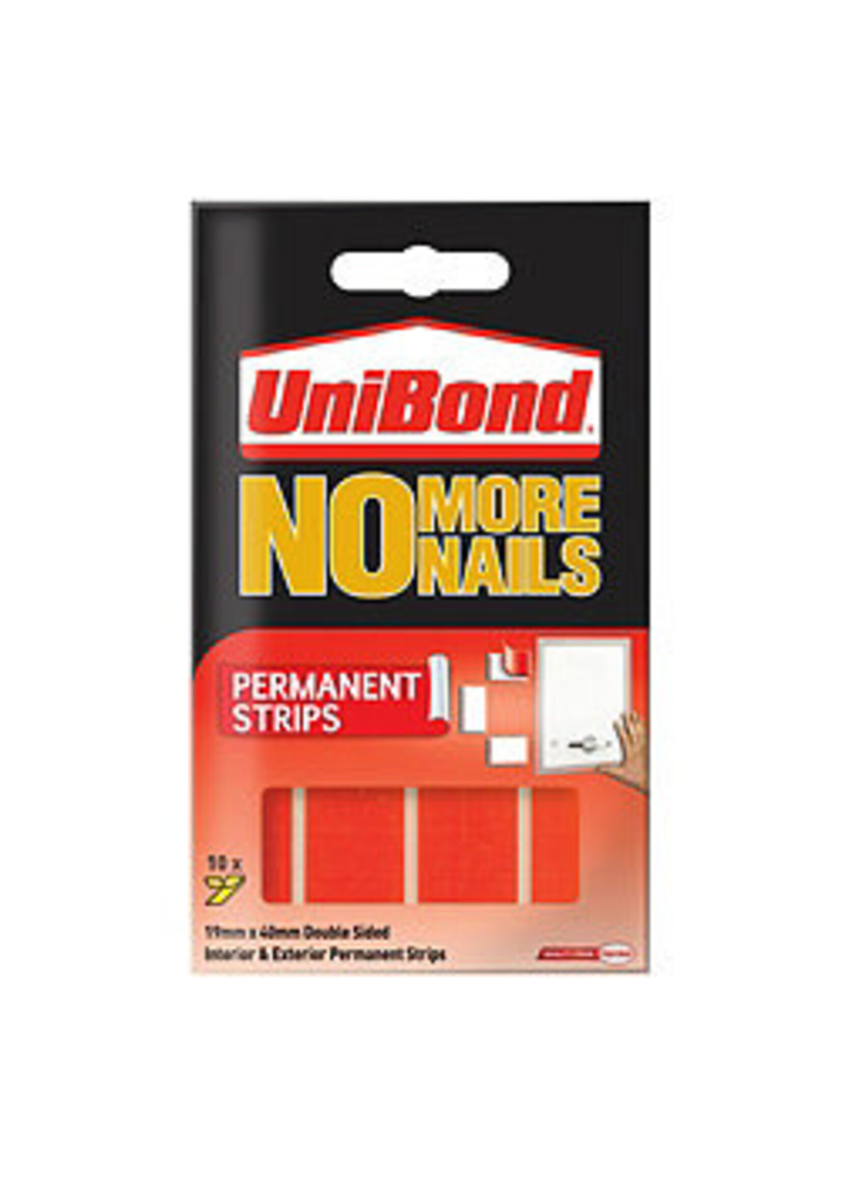 Unibond (henkel) UniBond No More Nails Permanent Strips 19mm x 5cm (10 Strips)