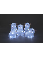 Snowtime Set of Acrylic Piglets 5 Pc with 50 White LEDs