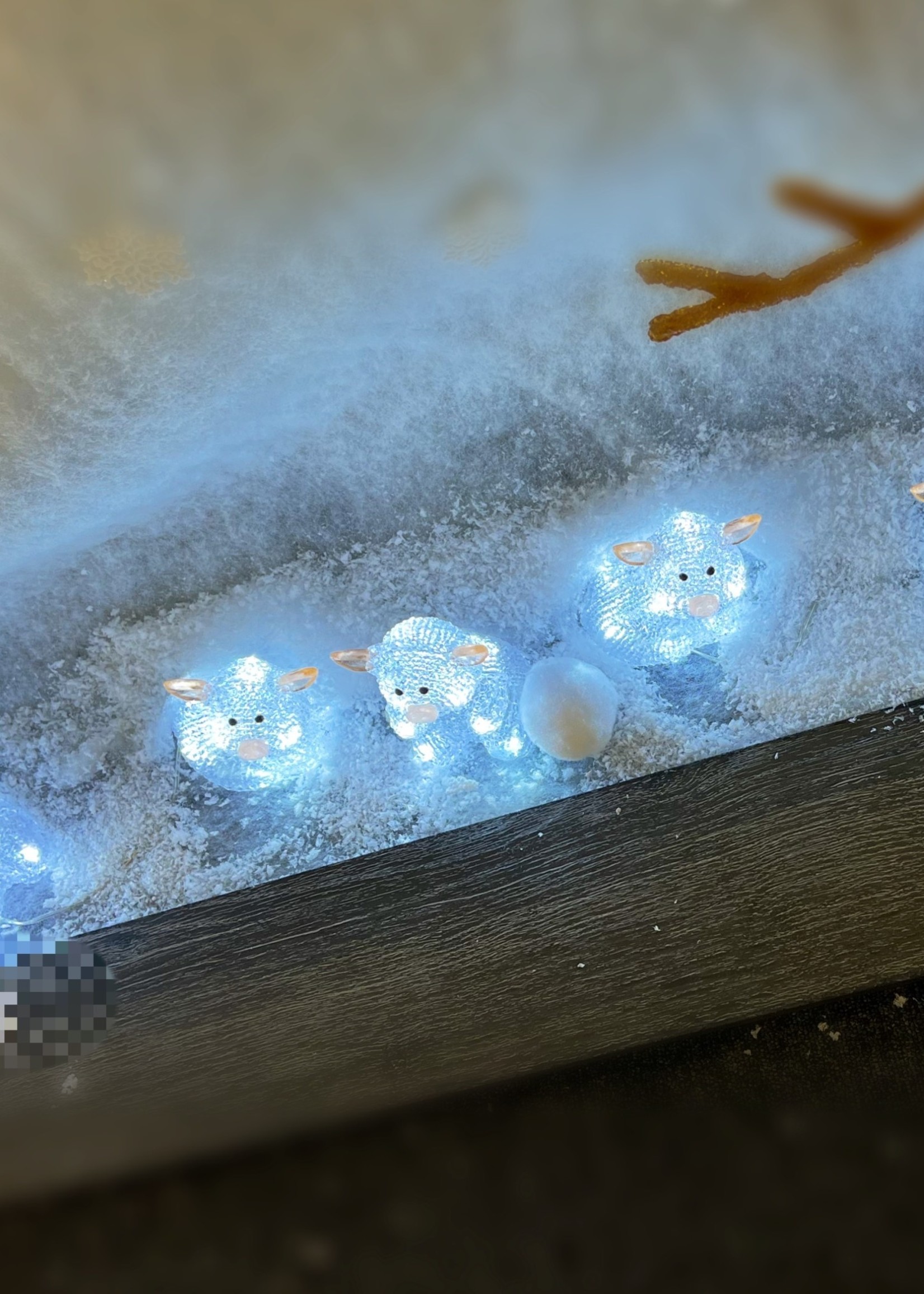 Snowtime 5pc Set of Acrylic Piglets w/ 50 White LEDs