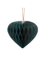 Sass & Belle Forest Green Heart Honeycomb Paper Hanging Decoration