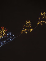 Snowtime Santa Sleigh & Reindeer Flat Wall Led Light  127cm