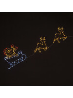 Snowtime Santa Sleigh & Reindeer Flat Wall Led Light  127cm