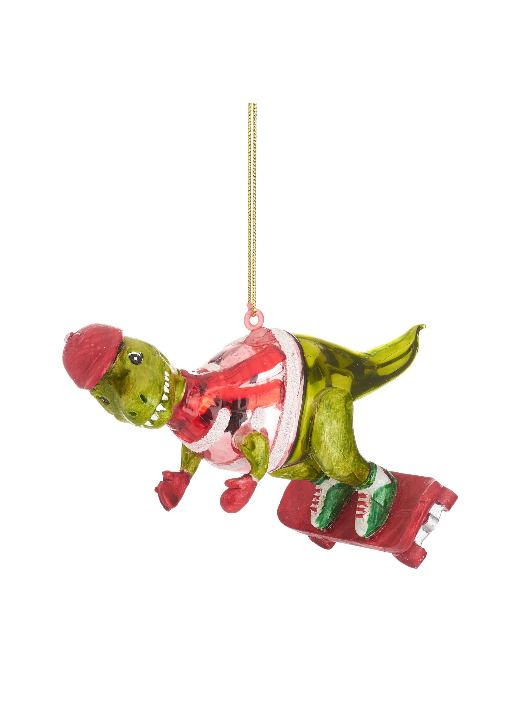 Sass & Belle Dinosaur on a Skateboard Shaped Bauble