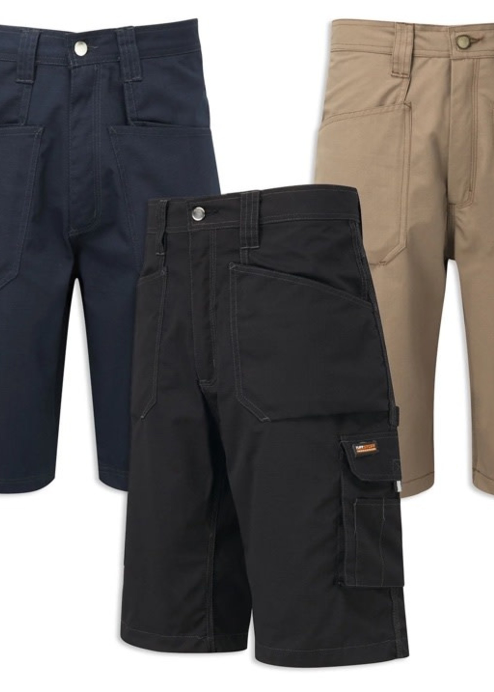 TuffStuff Endurance Work Shorts Size 44 Khaki / Sand - 822 DISC - images shows navy, black, stone (Left to Right)