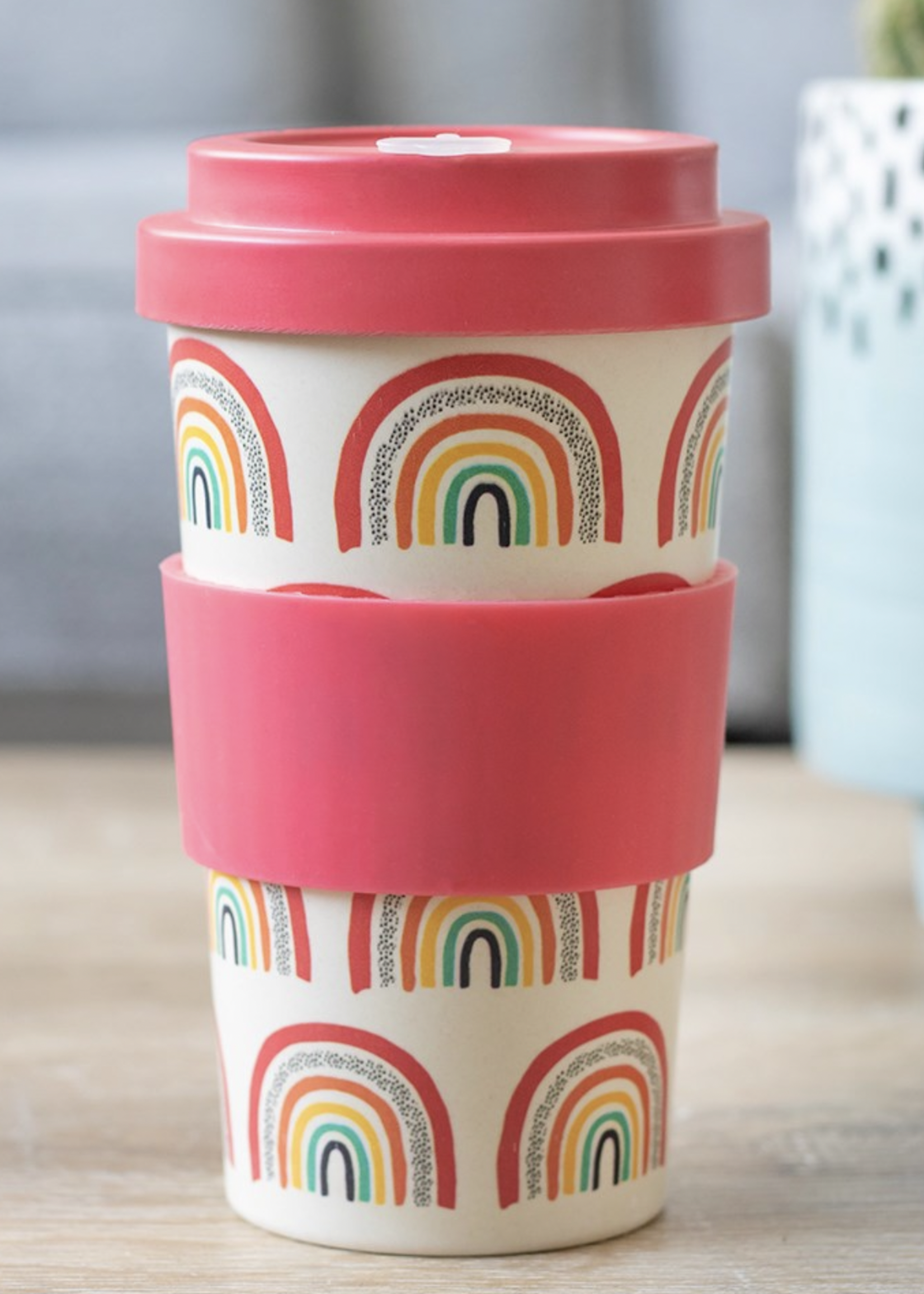 Something Different Rainbow Bamboo Travel Mug with Sleeve