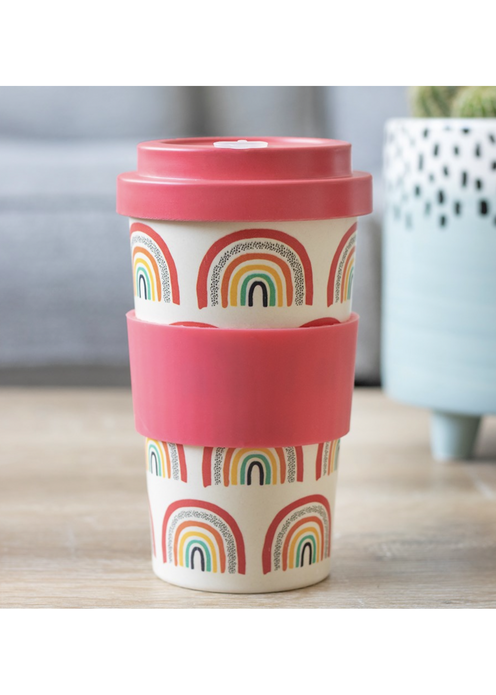 Something Different Rainbow Bamboo Travel Mug with Sleeve