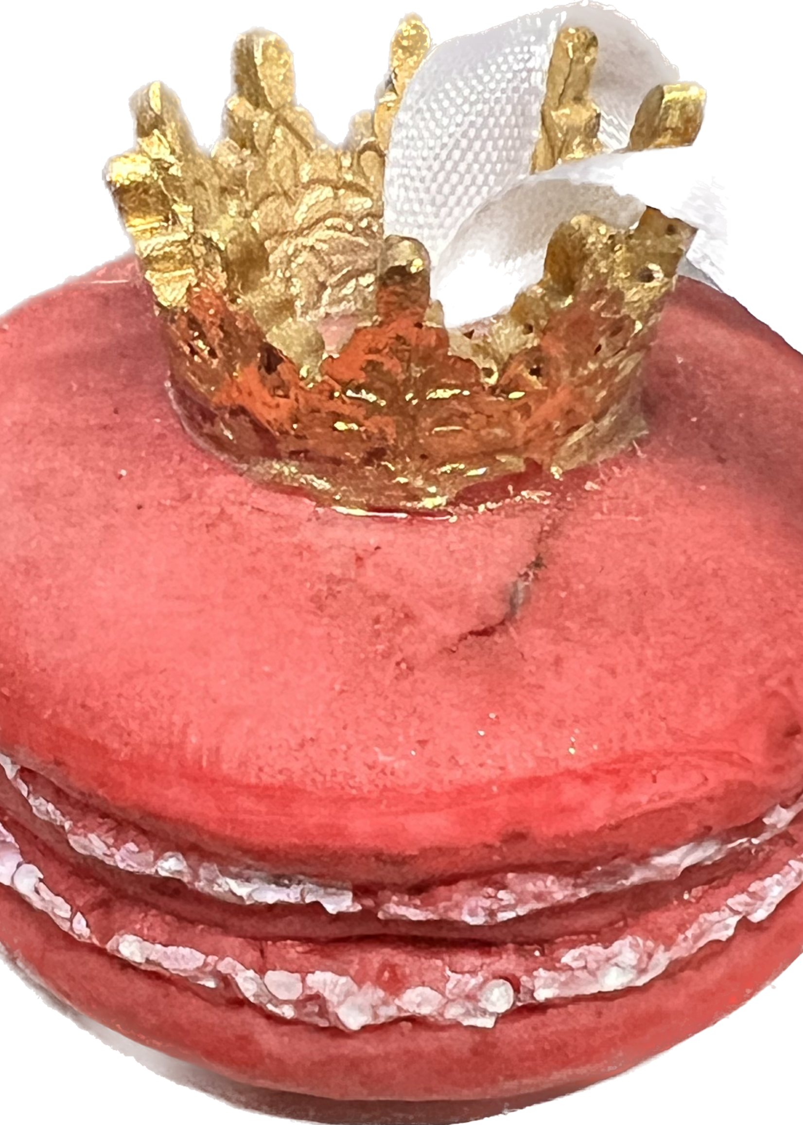 Decoris Red Macaroon with crown hanging decoration