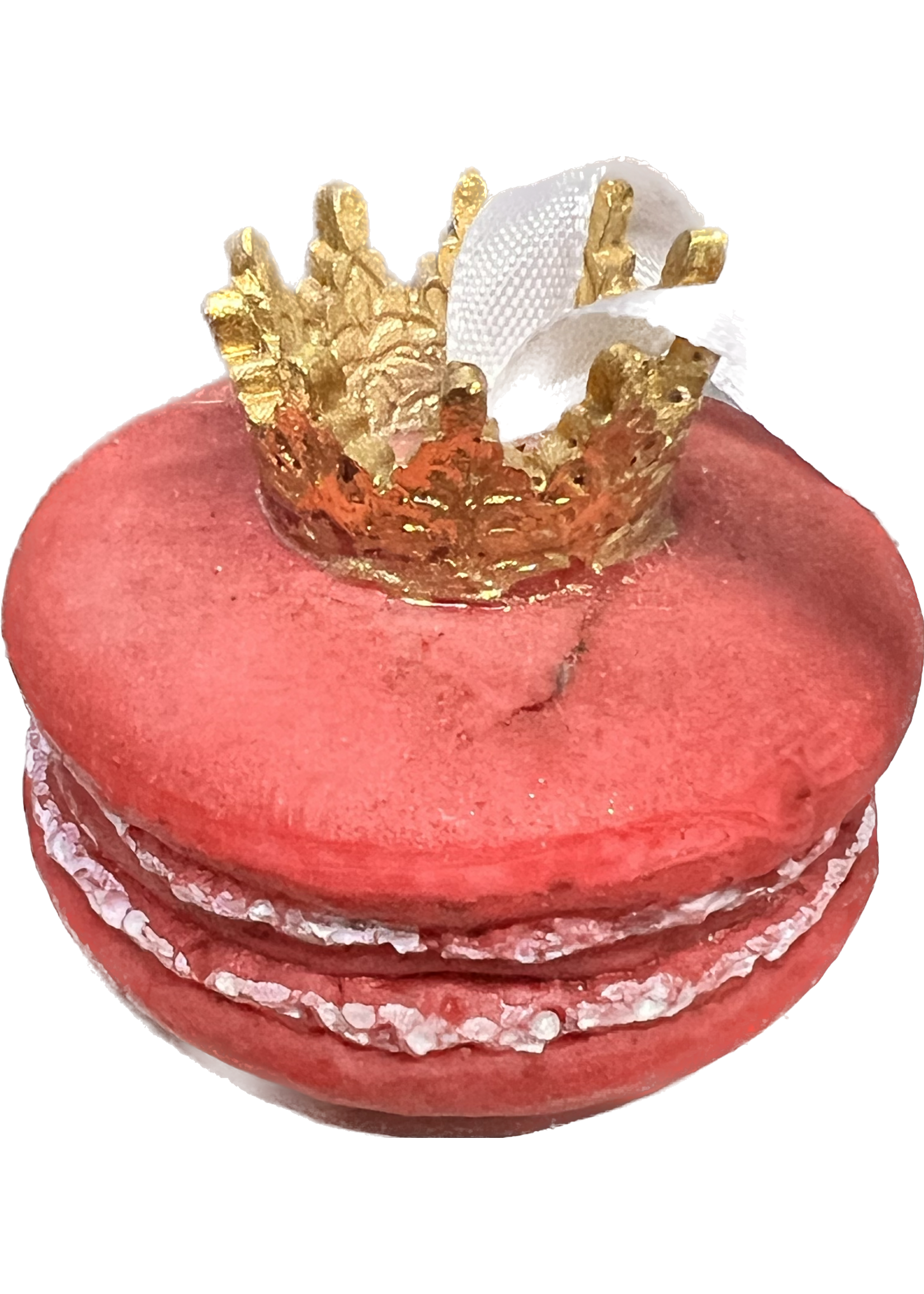 Decoris Red Macaroon with crown hanging decoration