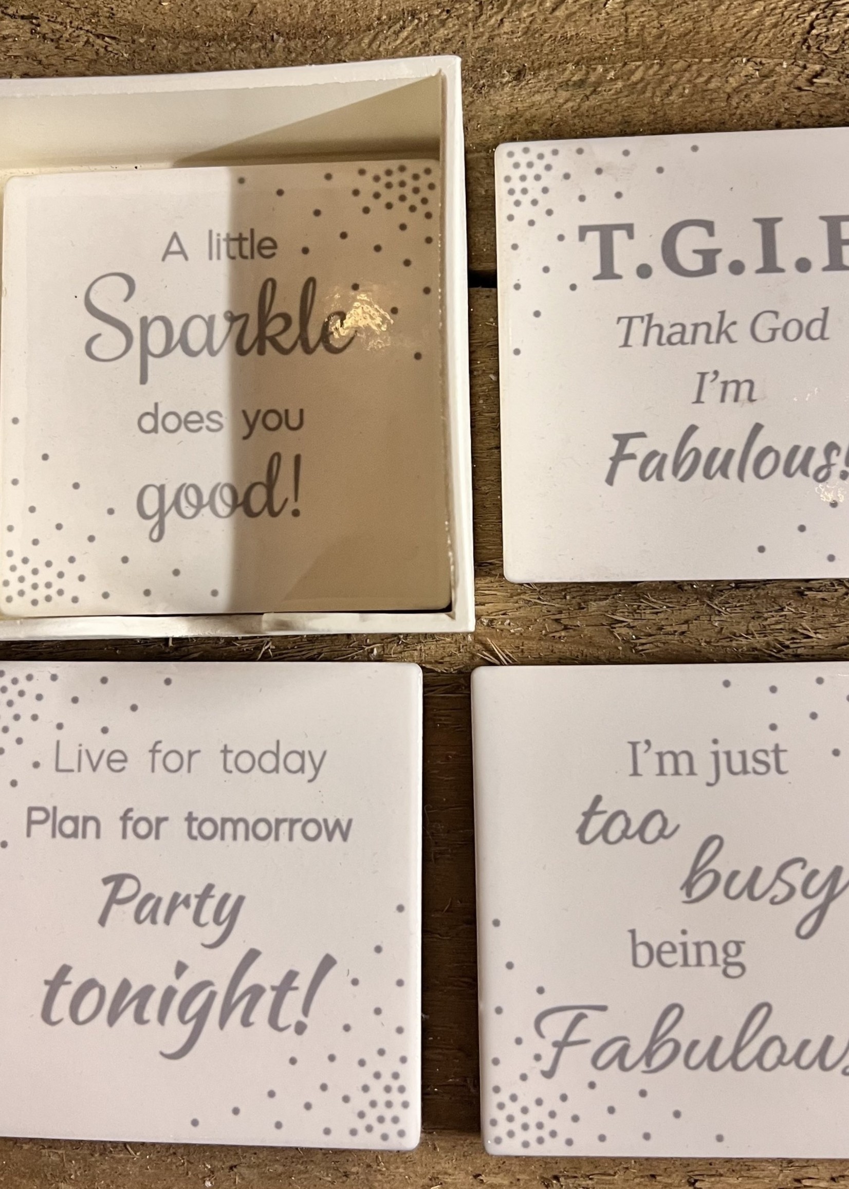 Fabulous Coasters set of four with holder