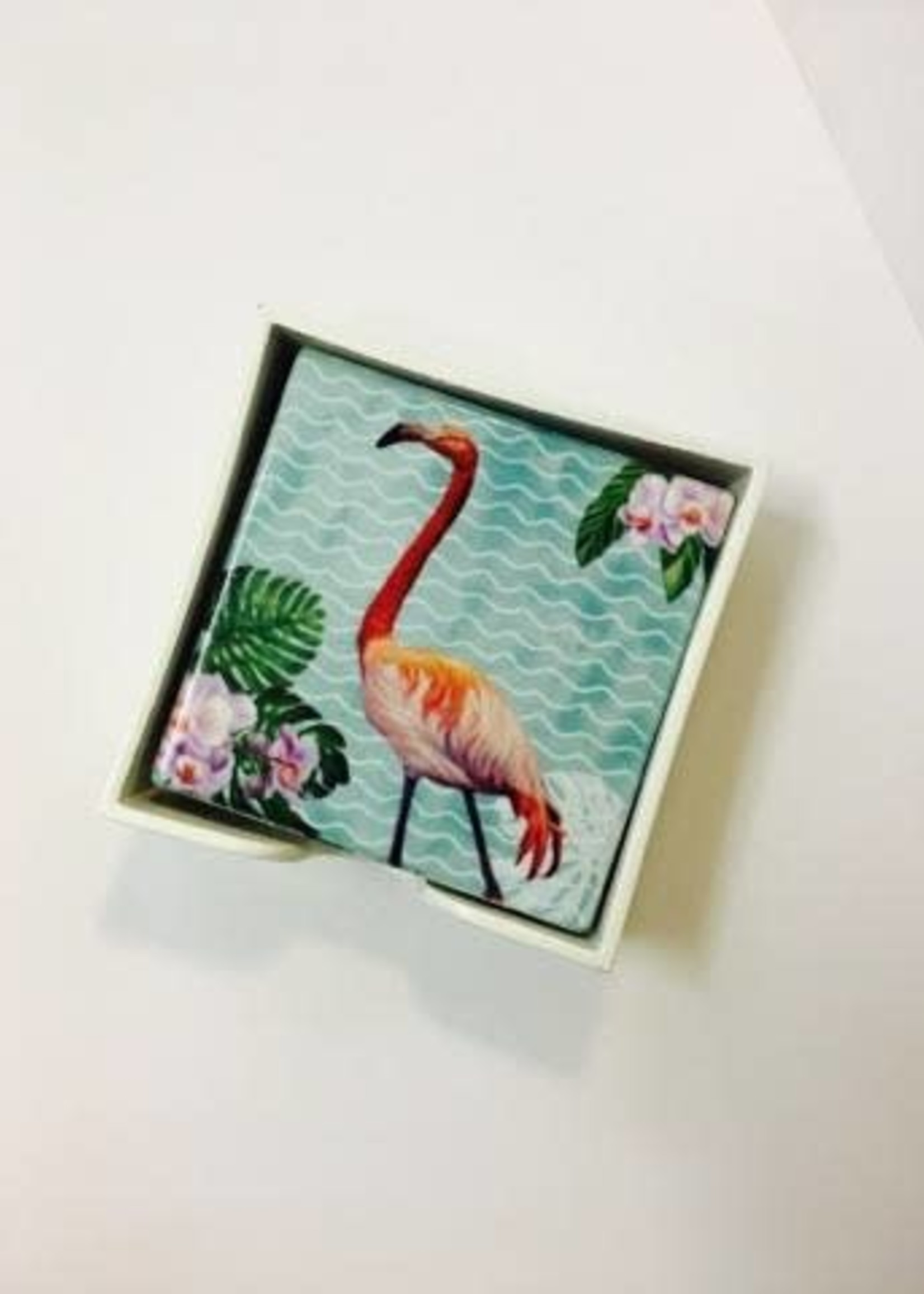 Flamingo Coasters set of four with holder