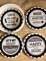 Beer Coasters set of four with holder