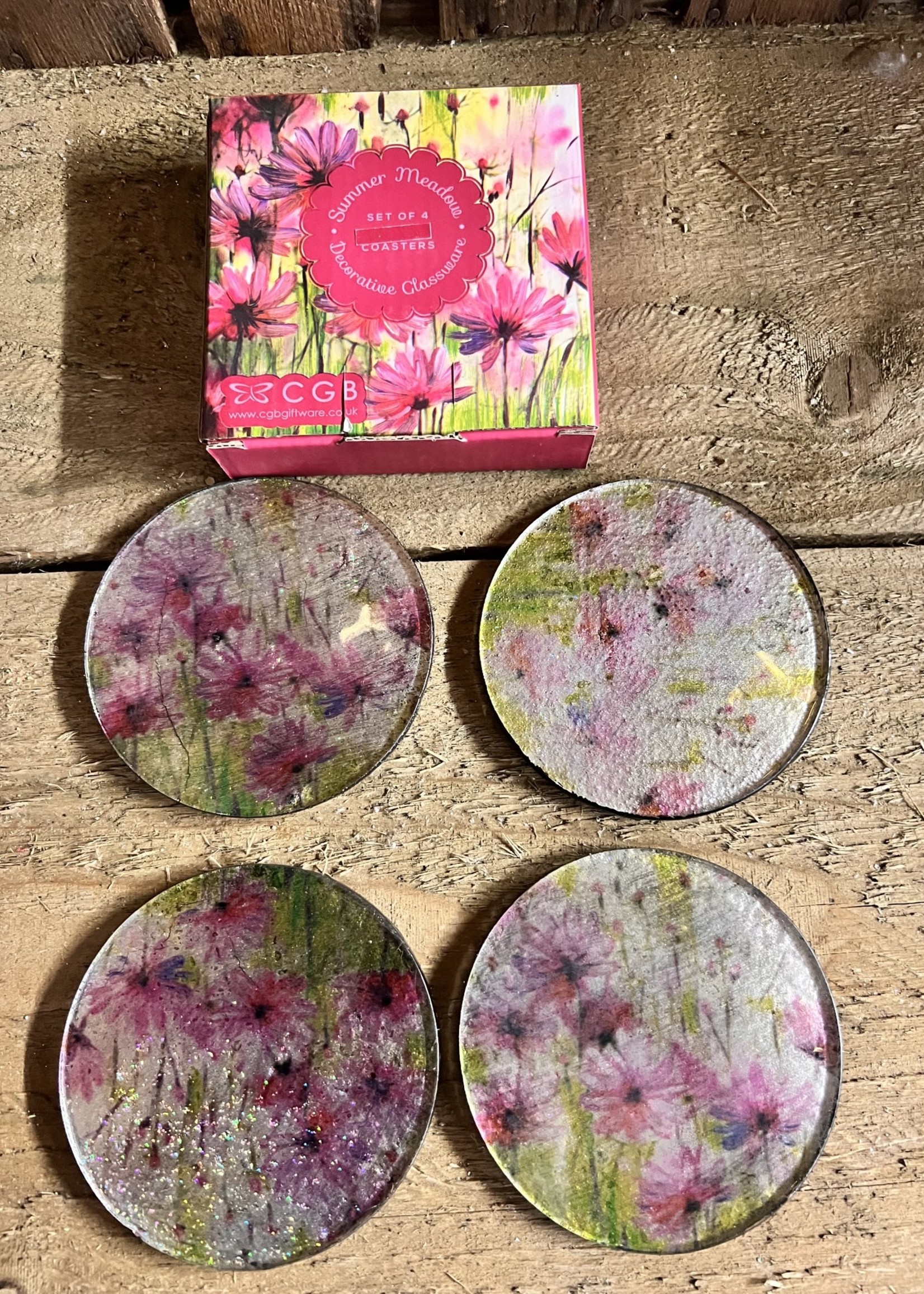 Set of 4 coasters Summer Meadows Decorative Glassware