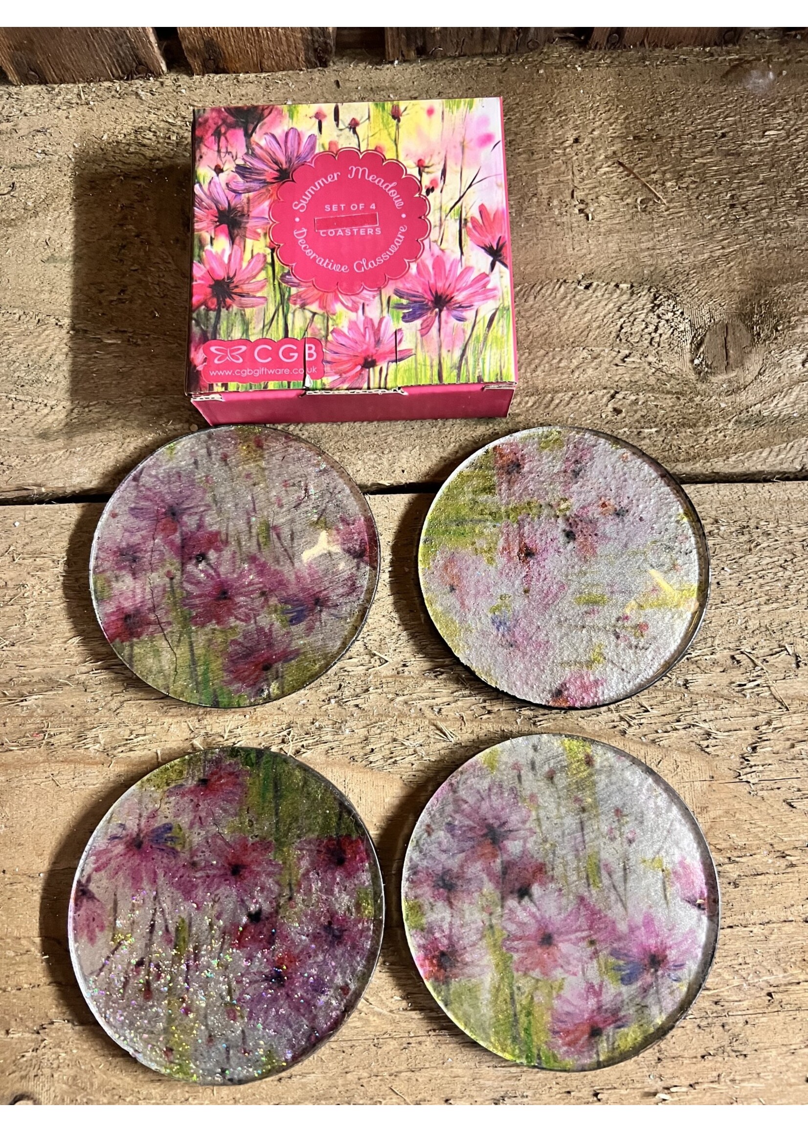 Set of 4 coasters Summer Meadows Decorative Glassware