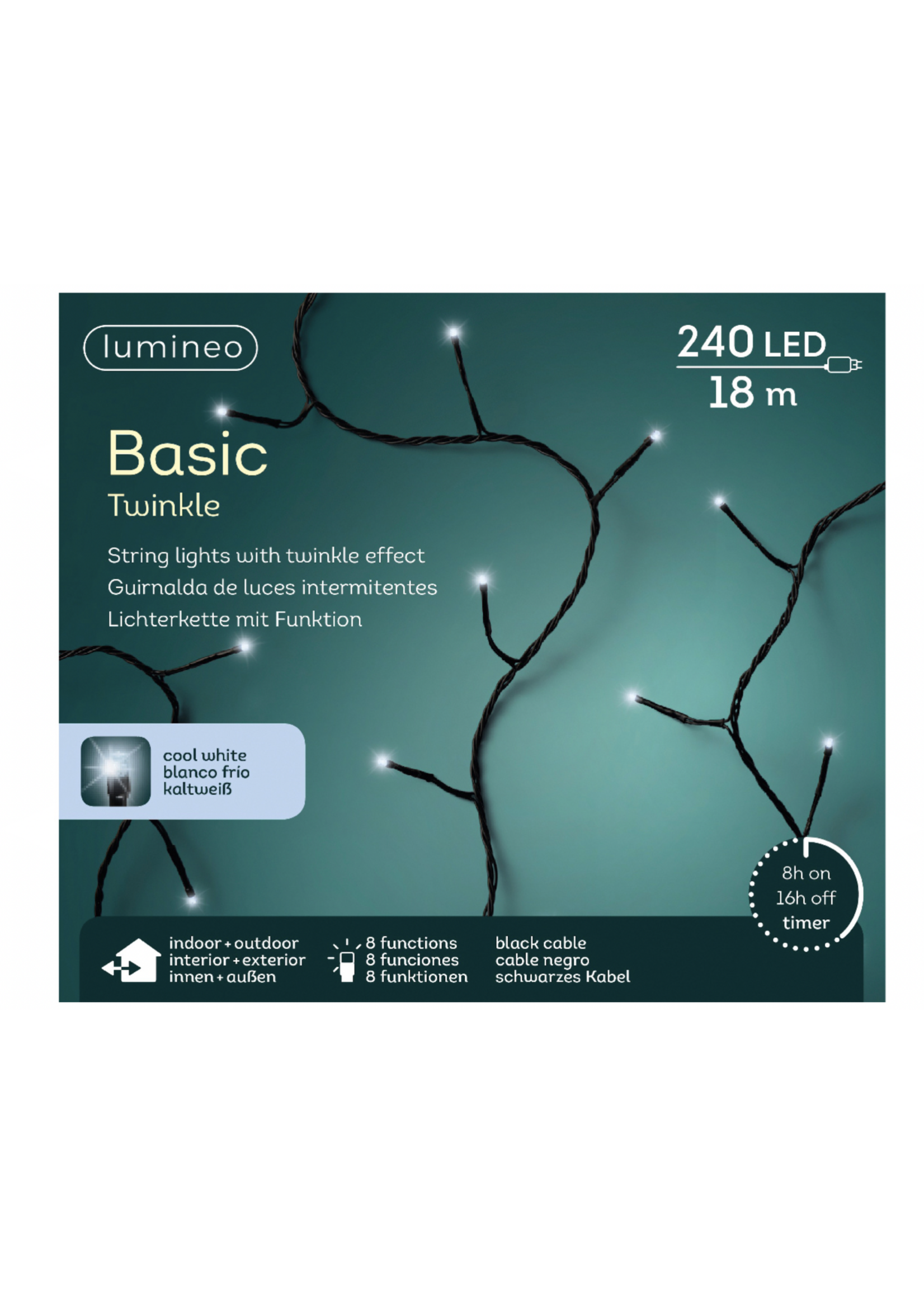 Lumineo Cool White 240 LED Twinkle Lights Indoor/Outdoor