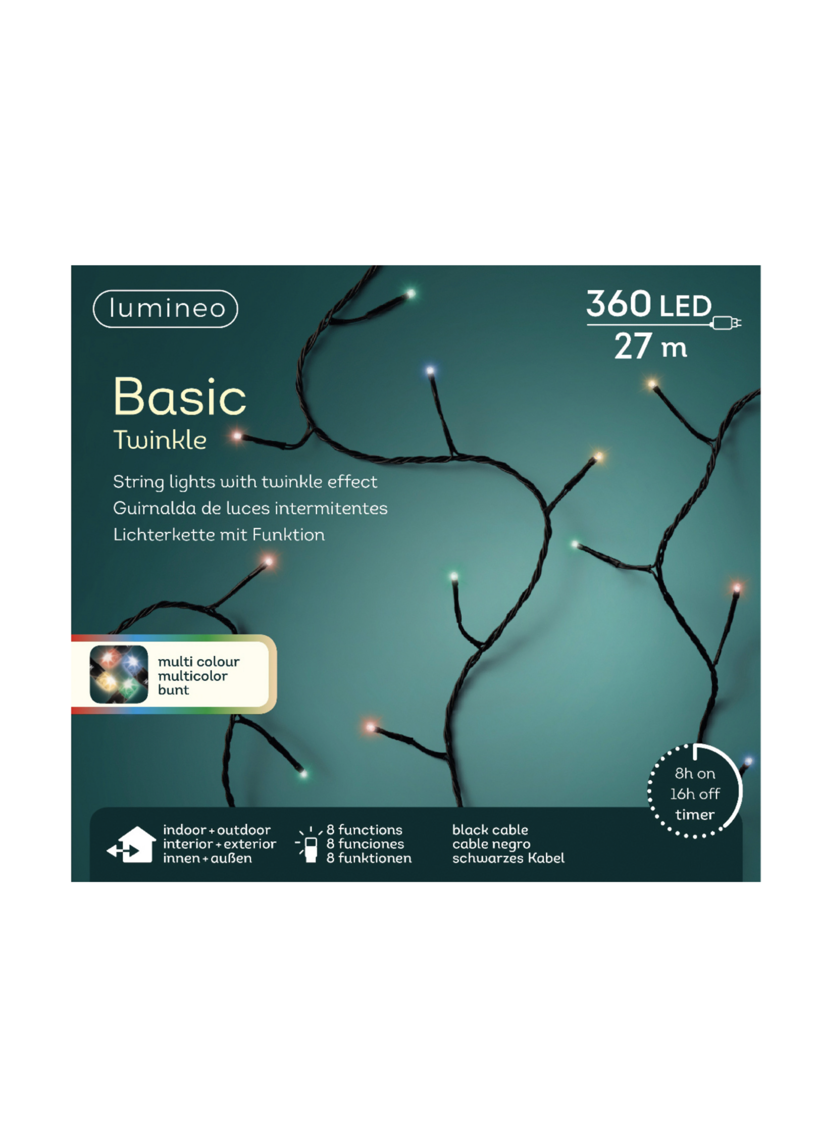 Lumineo Multicolour 360 LED Twinkle Light Indoor/Outdoor With Timer