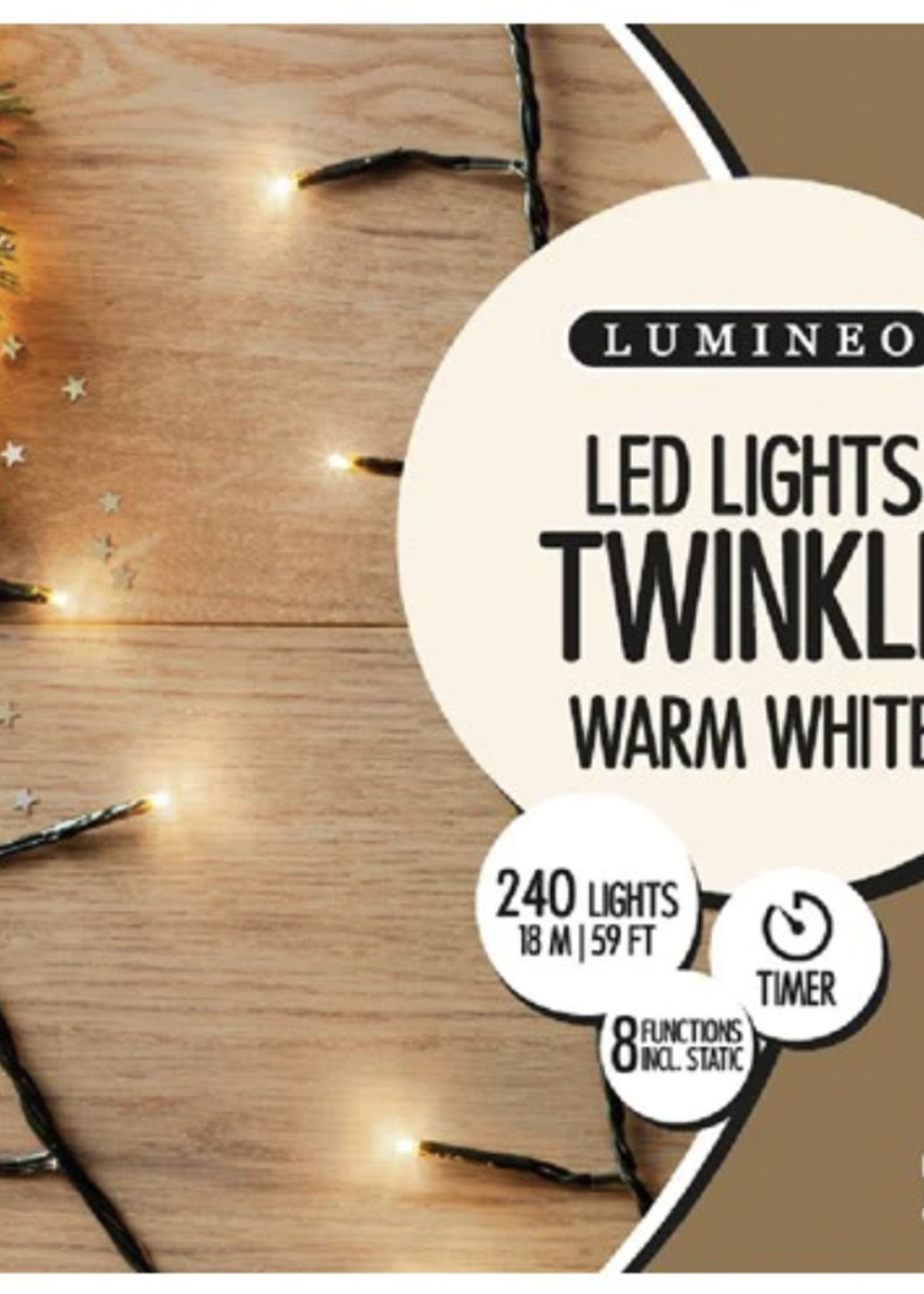 Lumineo Warm White 240 LED Twinkle Lights Indoor/Outdoor